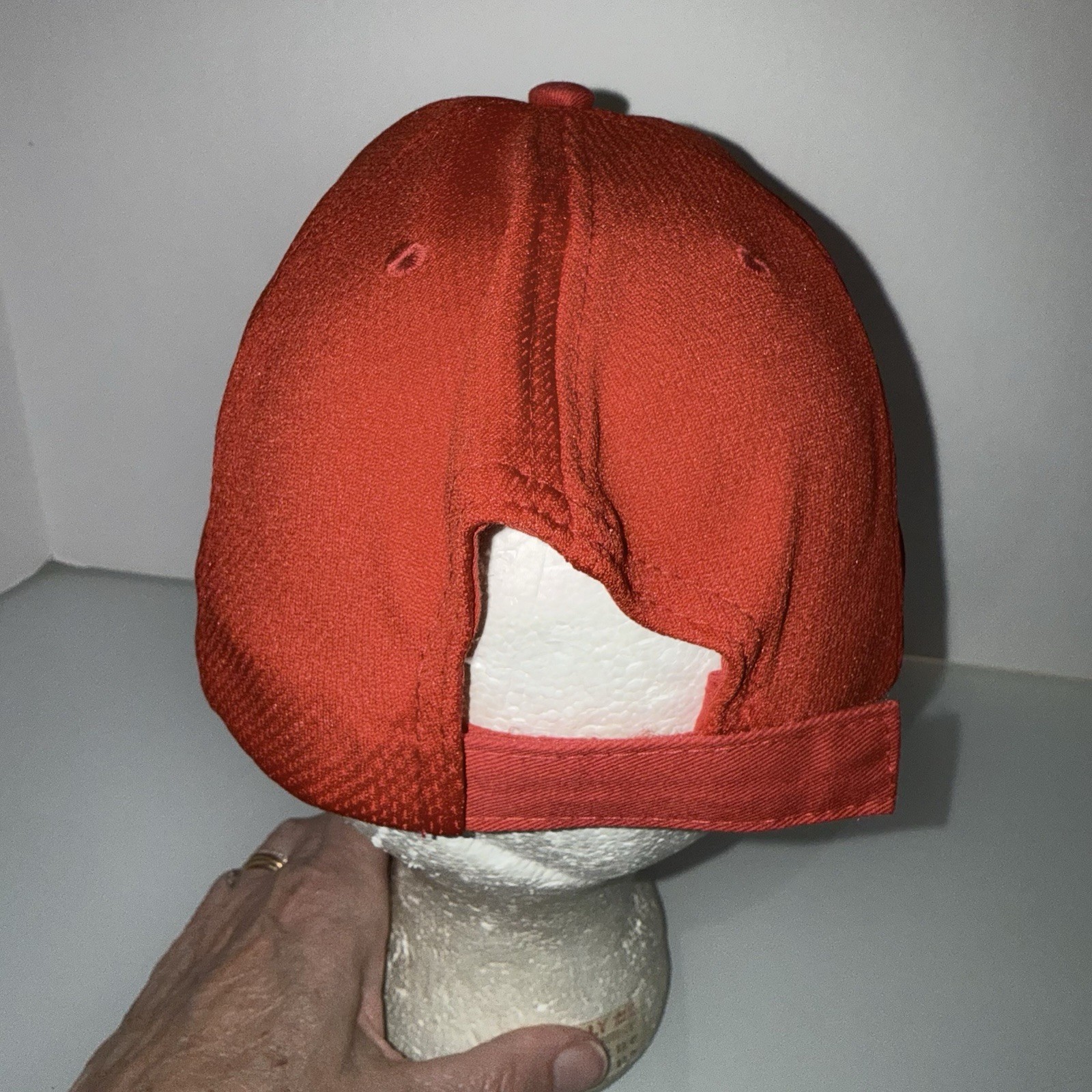 Estes Silver Script w Black On Red Hat Cap Polyester Cotton Hook Loop EUC