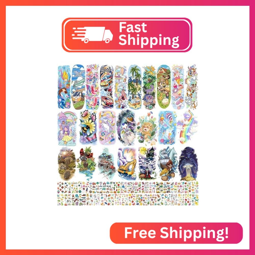 66 Sheets Full & Half Arm Temporary Tattoos Sleeves for Kids