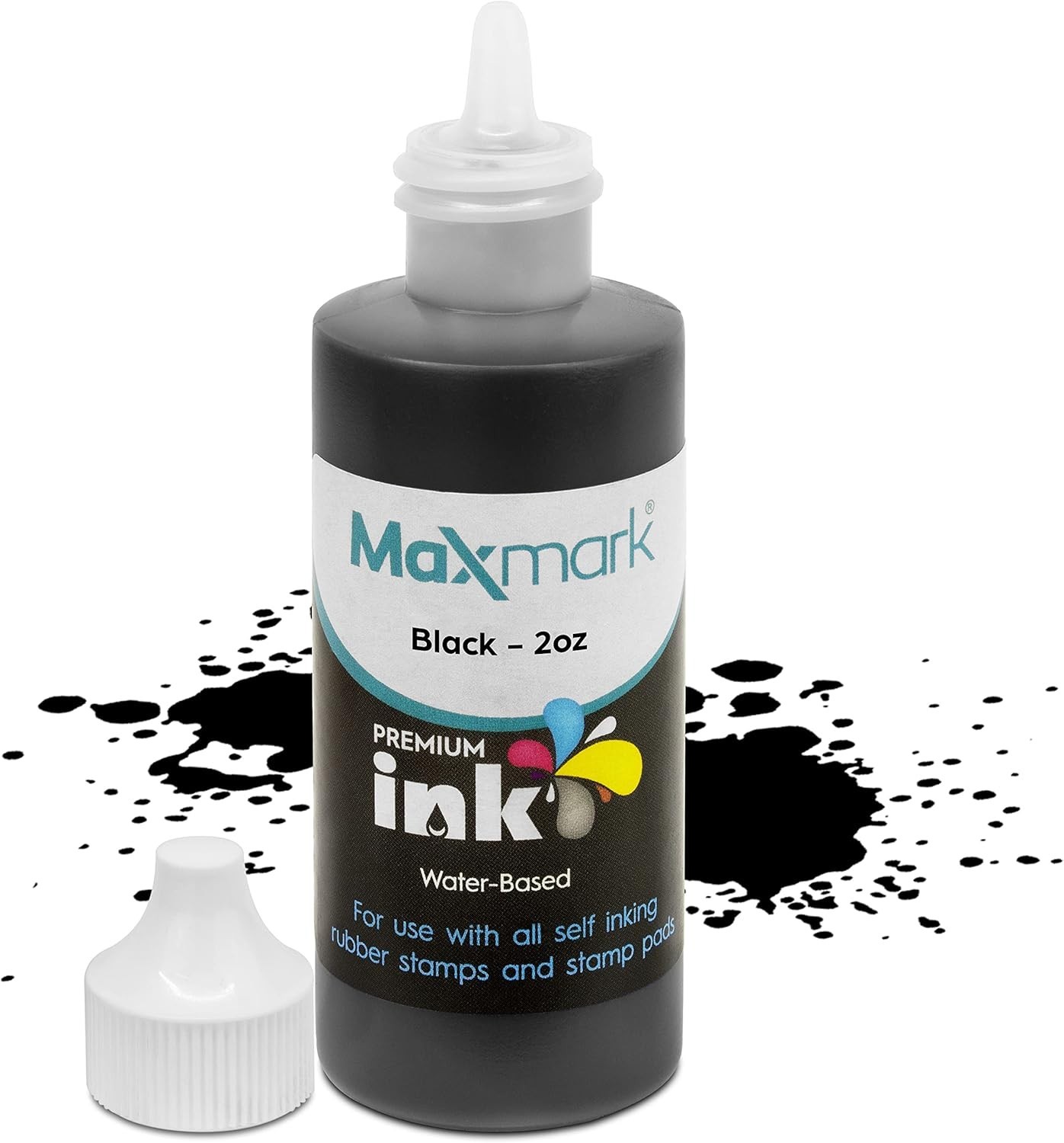2 oz. Black Ink for Stamps - Controlled Tip for Precision Stamping