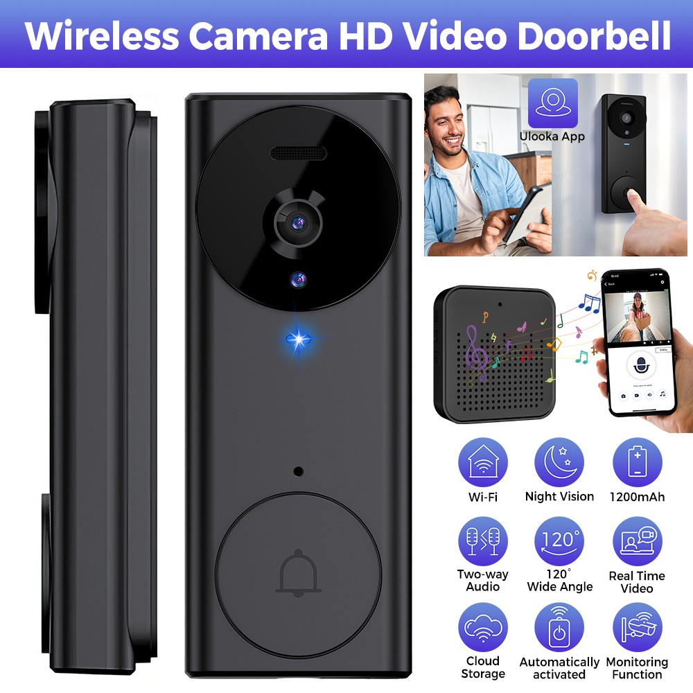 Smart Video doorbell Camera Wireless 2.4G WiFi Cam with Night Vision with Chime