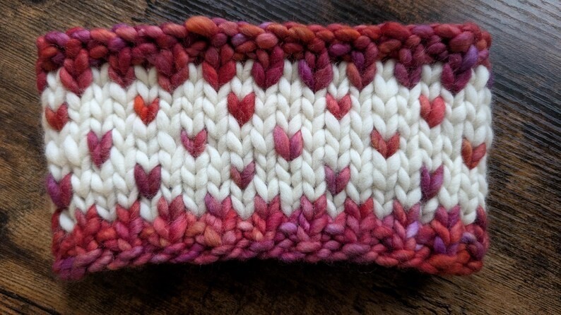 Hand Knit Merino Wool Headband, Chunky Pink Ear Warmer