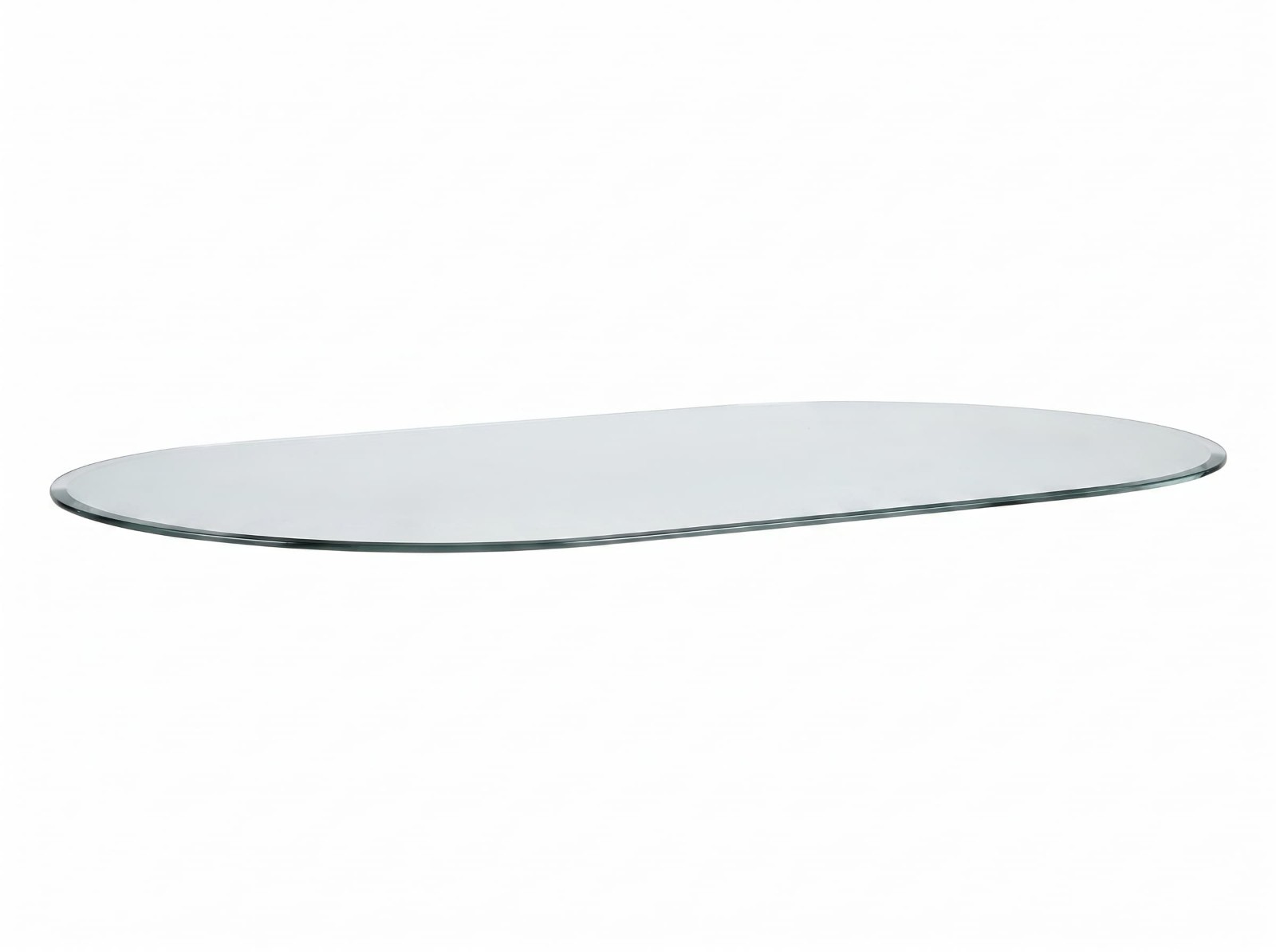 42" x 60" Racetrack Clear Tempered Glass Table Top 1/2" Thick - 1" Bevel Edge