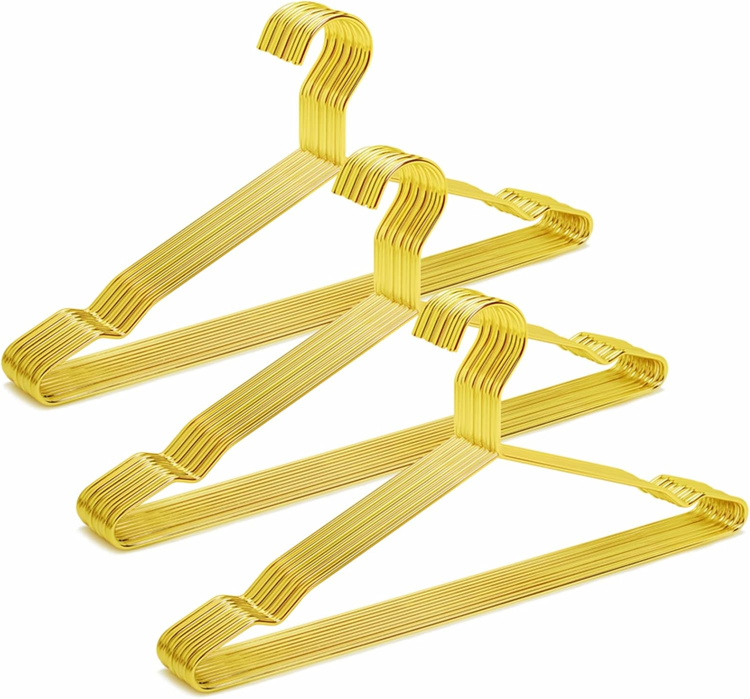 30 Pack 17" Shiny Gold Strong Metal Hanger Gold Clothes Hangers Heavy Duty Coat