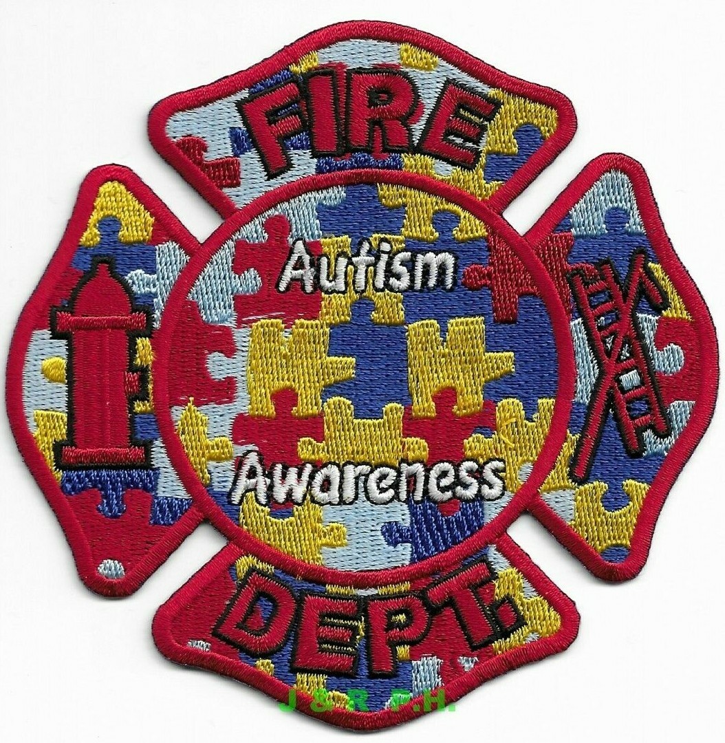 *NEW*  AUTISM AWARENESS  Fire Dept. (4.5" x 4.5" size)  fire patch