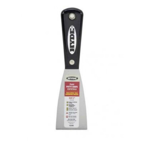 HYDE Tools Heavy Duty Putty Knife 2" High Carbon Steel, Stiff Full Tang Blade