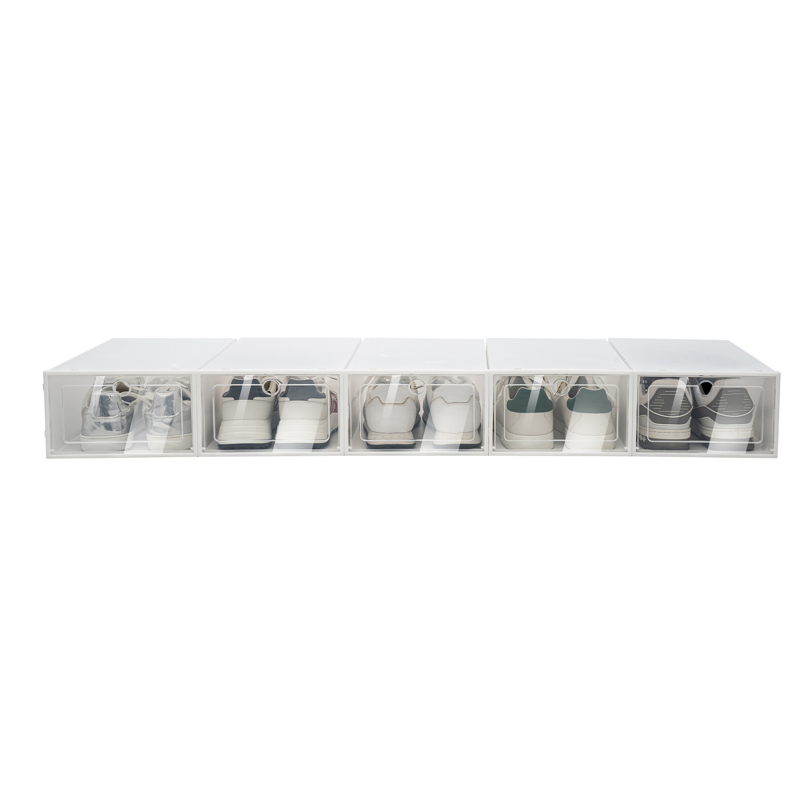 24 PCS Shoe Storage Box Clear Stackable Shoe Container XL White