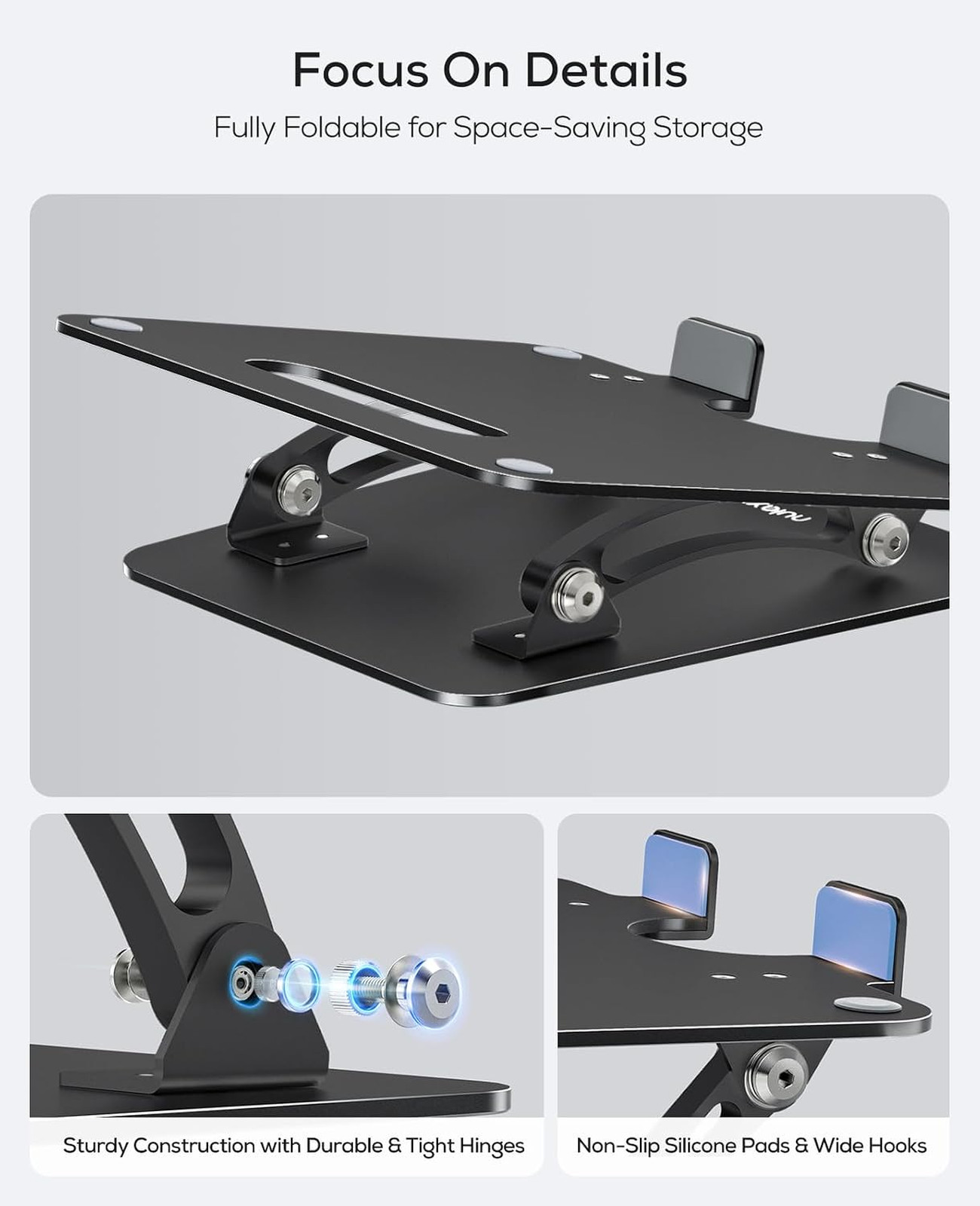 Fully Adjustable Laptop Stand for Desk, Dual Foldable Computer Riser with Heat