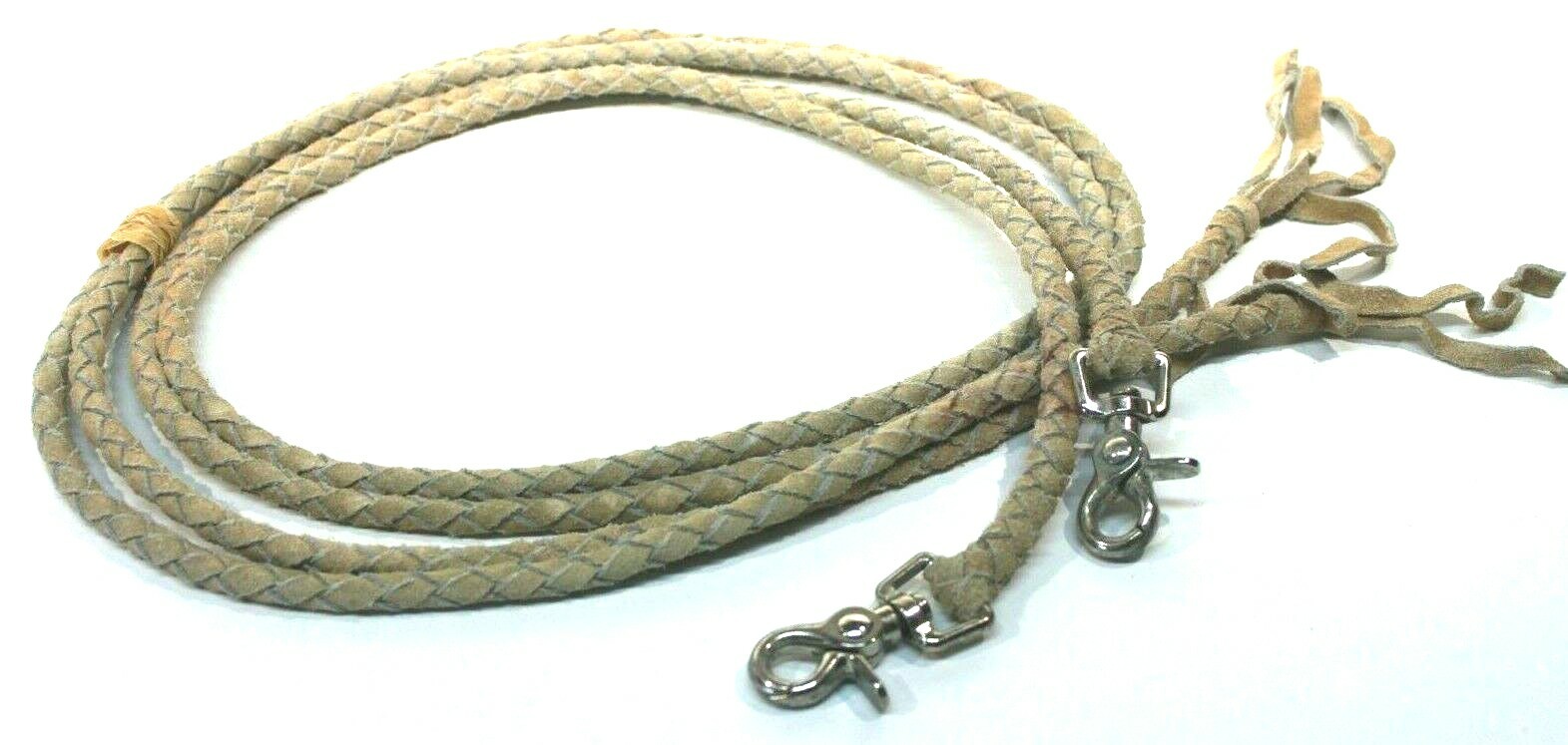 Light Tan Pony Sized (6') Round Braided Split Reins JC234