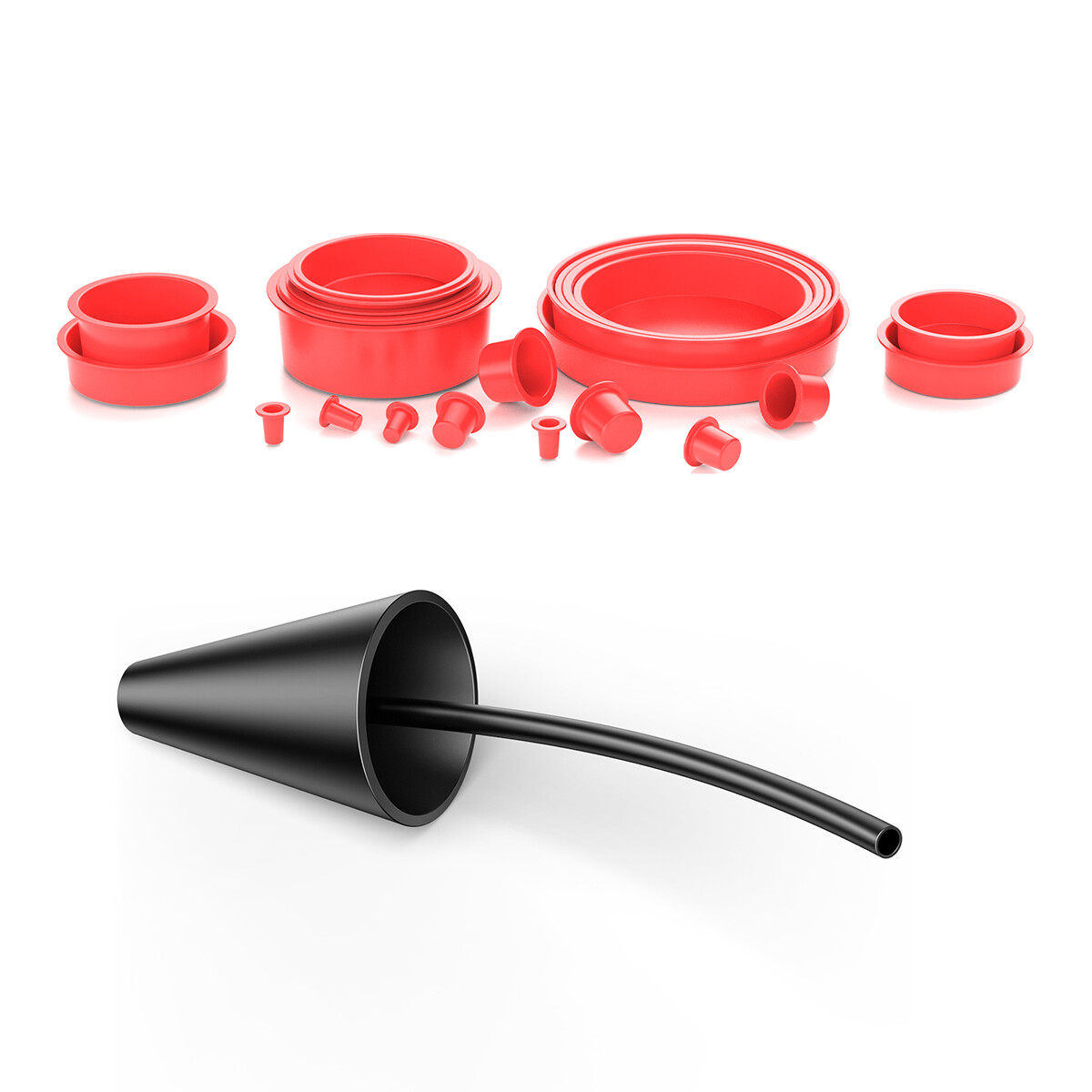 Automotive Cap Hard Rubber Hose Plugs Assorted Kit EVAP Smoke Machine Pipe Test