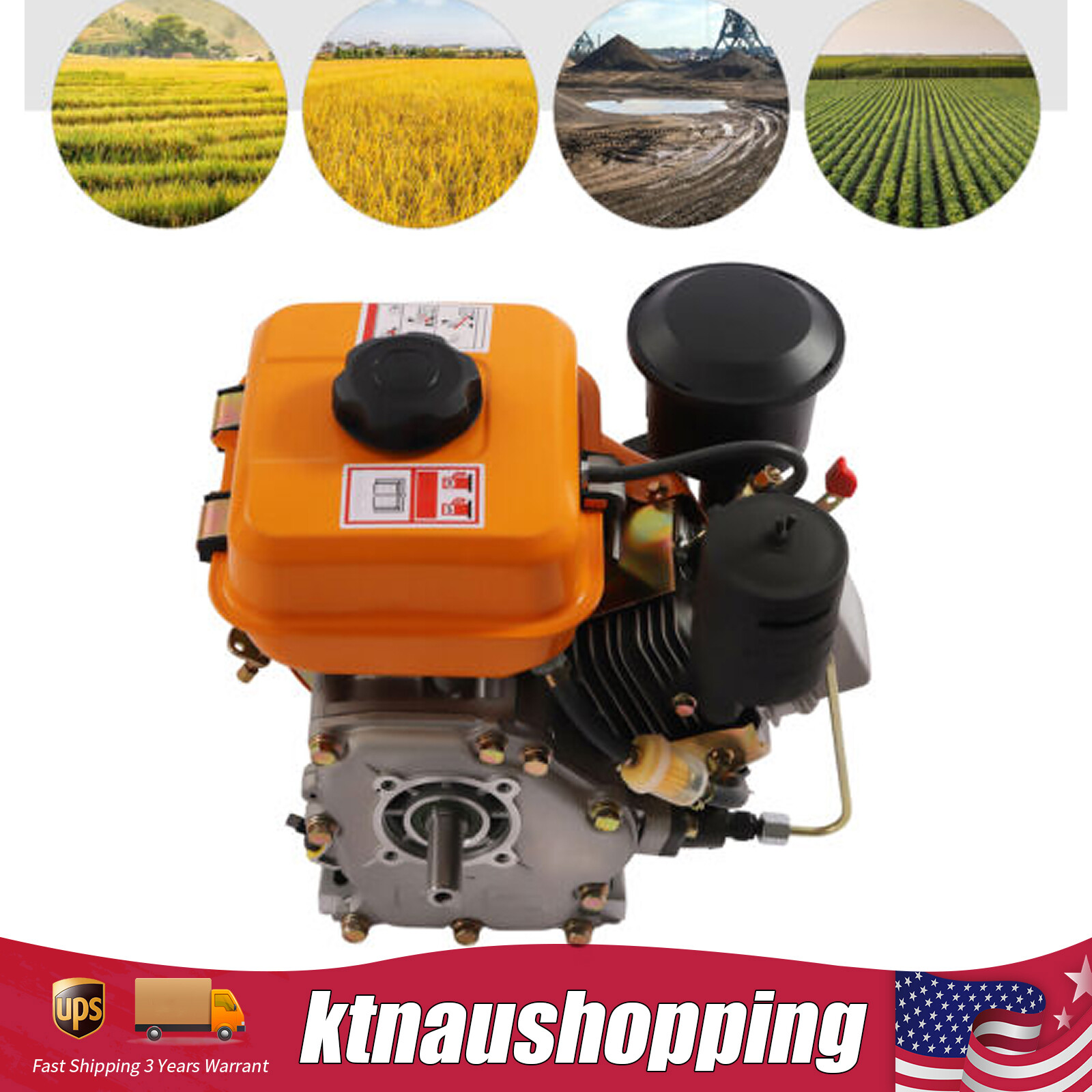 Diesel Engine Hand Recoil Single Cylinder For Small Agricultural Machinery 196CC