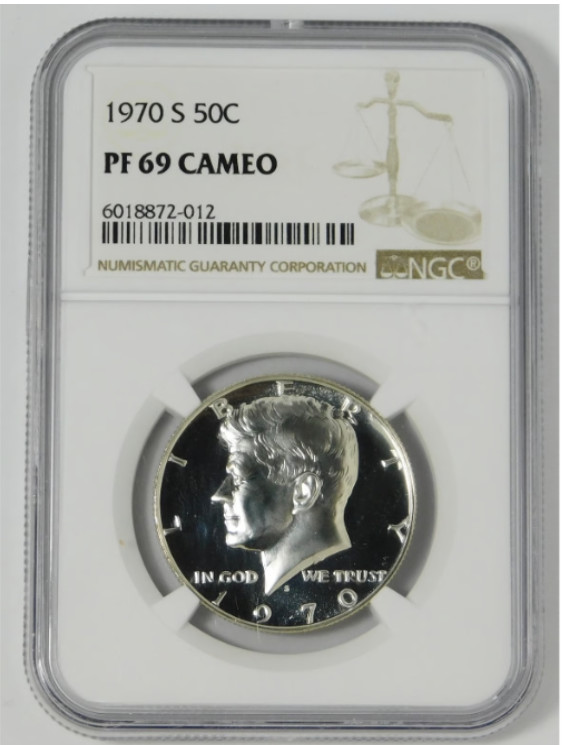 1970-S Silver Kennedy Half Dollar High Grade! NGC Proof-69 CAMEO