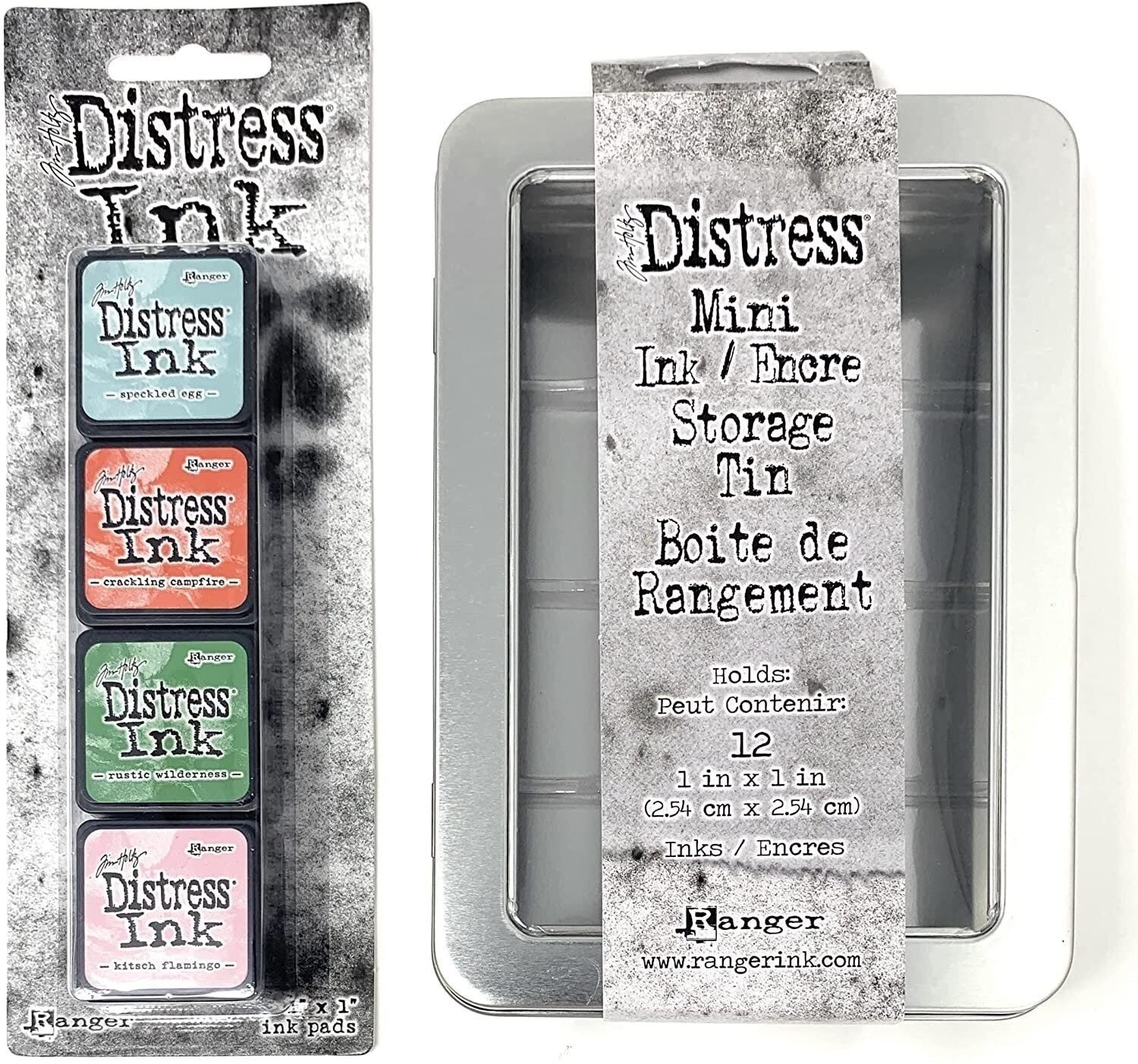Tim Holtz Mini Distress Ink Kit #16, Speckled Egg, Kitsch Flamingo, Crackling...