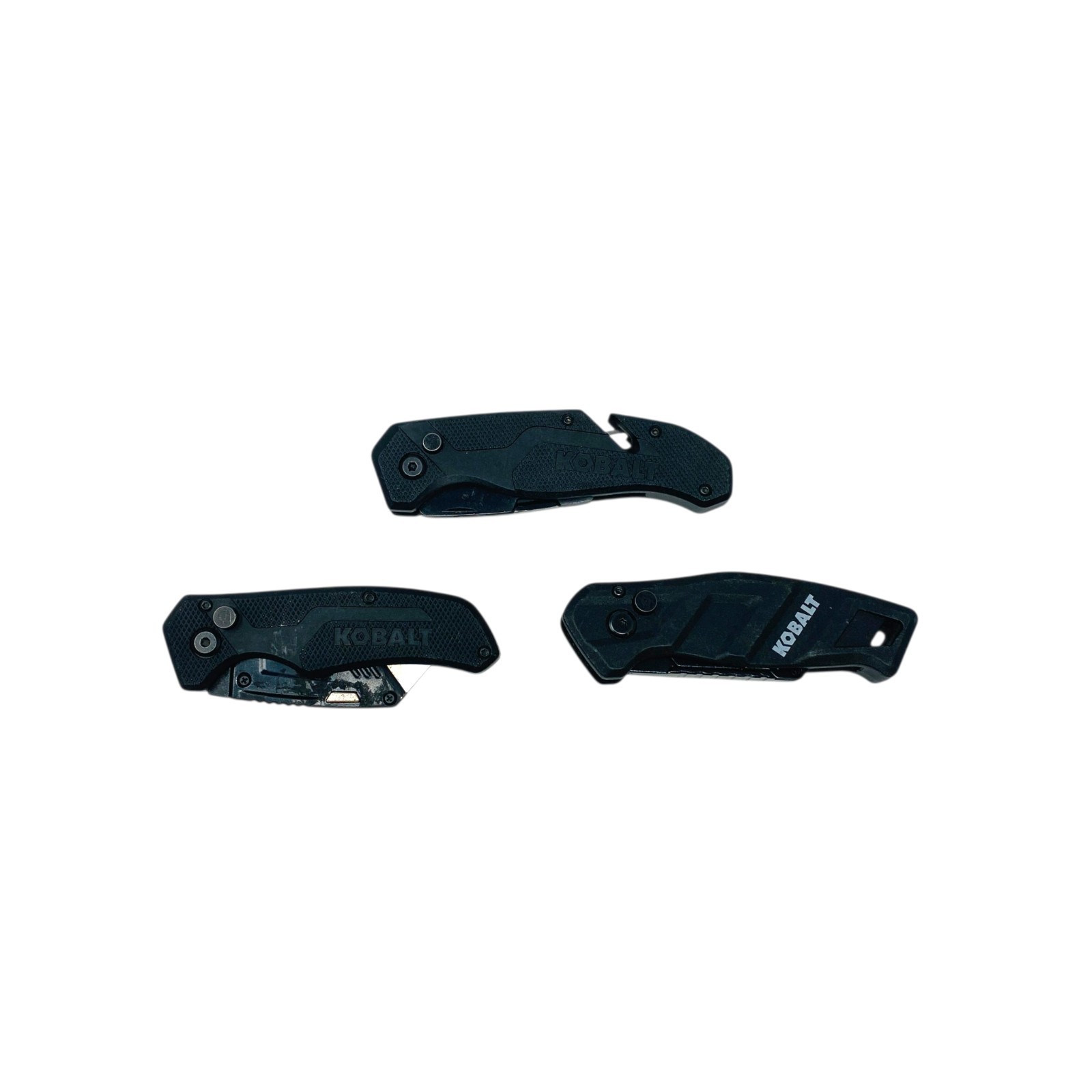 Kobalt 2416018 Black Folding Utility Knife Quick Change Pocket Clip Lot 3 Pc