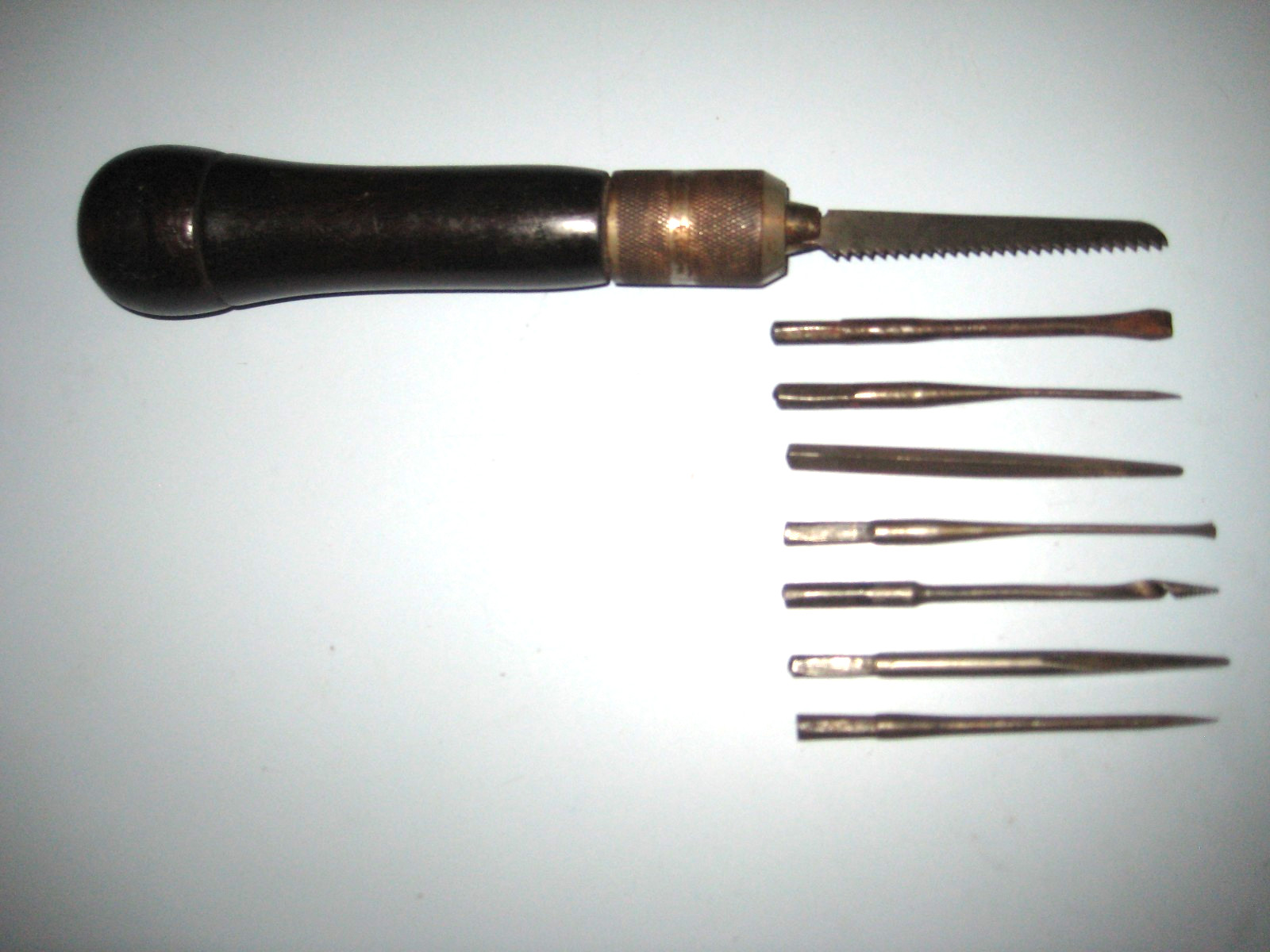 Antique dated 1868 Millers Falls Tool Holder  Rosewood  Multi-tool with 8 Bits