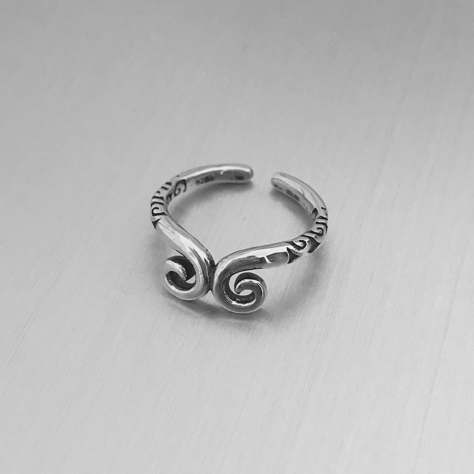 Sterling Silver Double Spiral Toe Ring, Silver Rings, Swirl Ring, Beach Ring