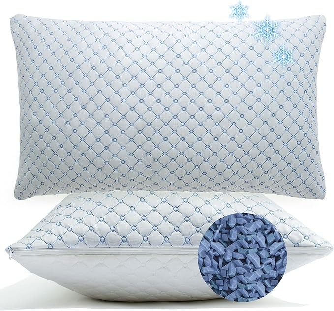 Set of 2 Queen Size Cooling Bed Pillows for Sleeping Shredded Memory Foam Pillow