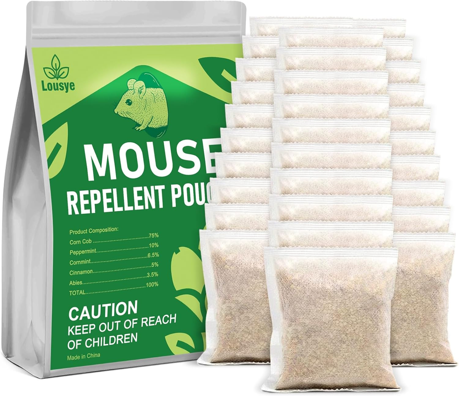 Mouse Repellent Pouches,30 Pack Peppermint Oil Rodent Repellent for Car Engines,