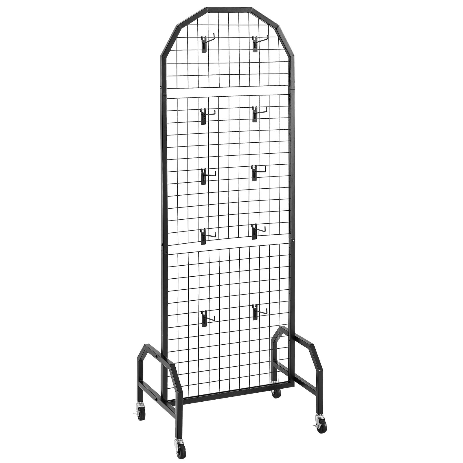 Uimoso 2-Pack Grid Wall Panels 1.9 x 5.4ft Wire Display Rack with Wheels & Hooks
