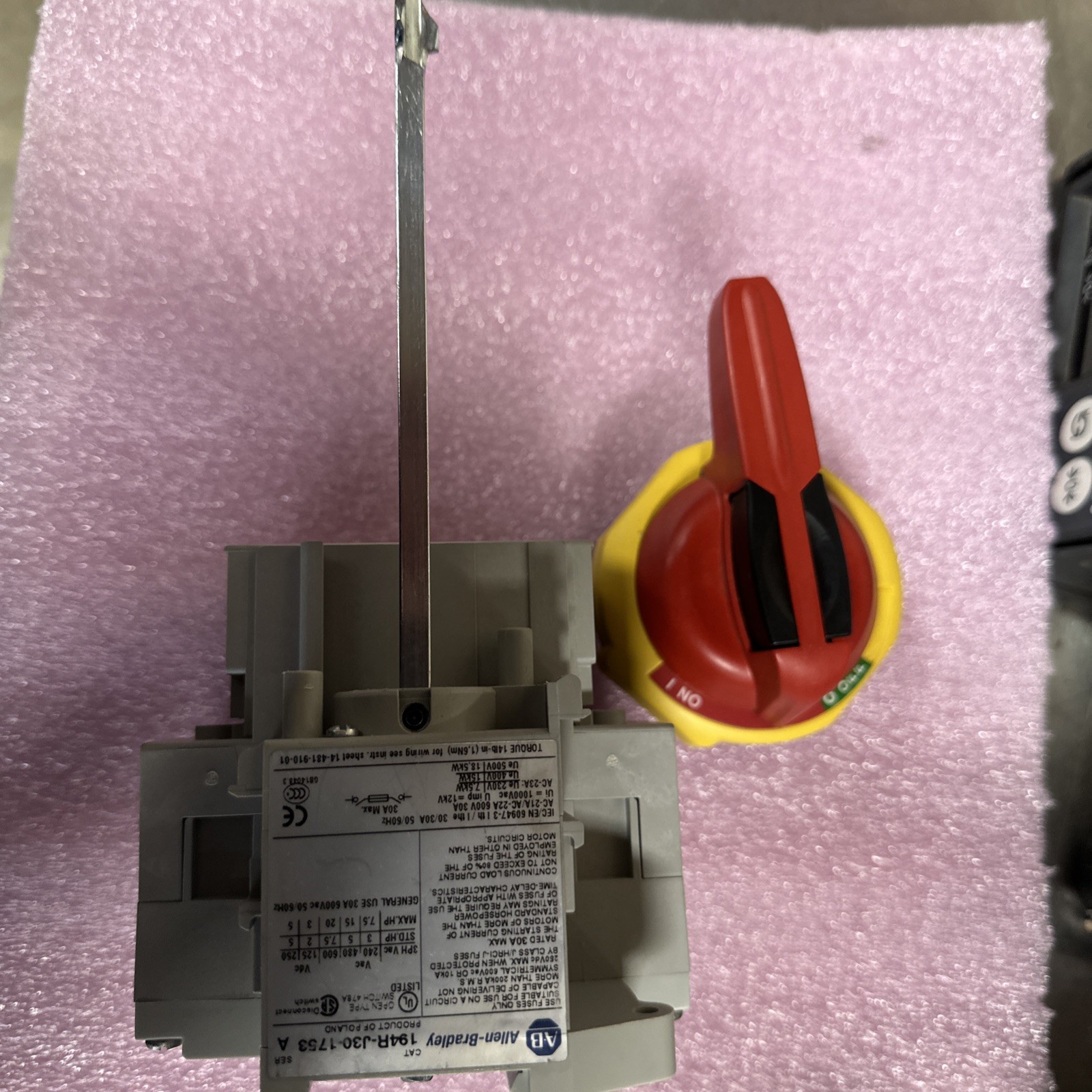 Allen Bradley 194R-J30-1753 Series A with 194R-PY and 194R-S1