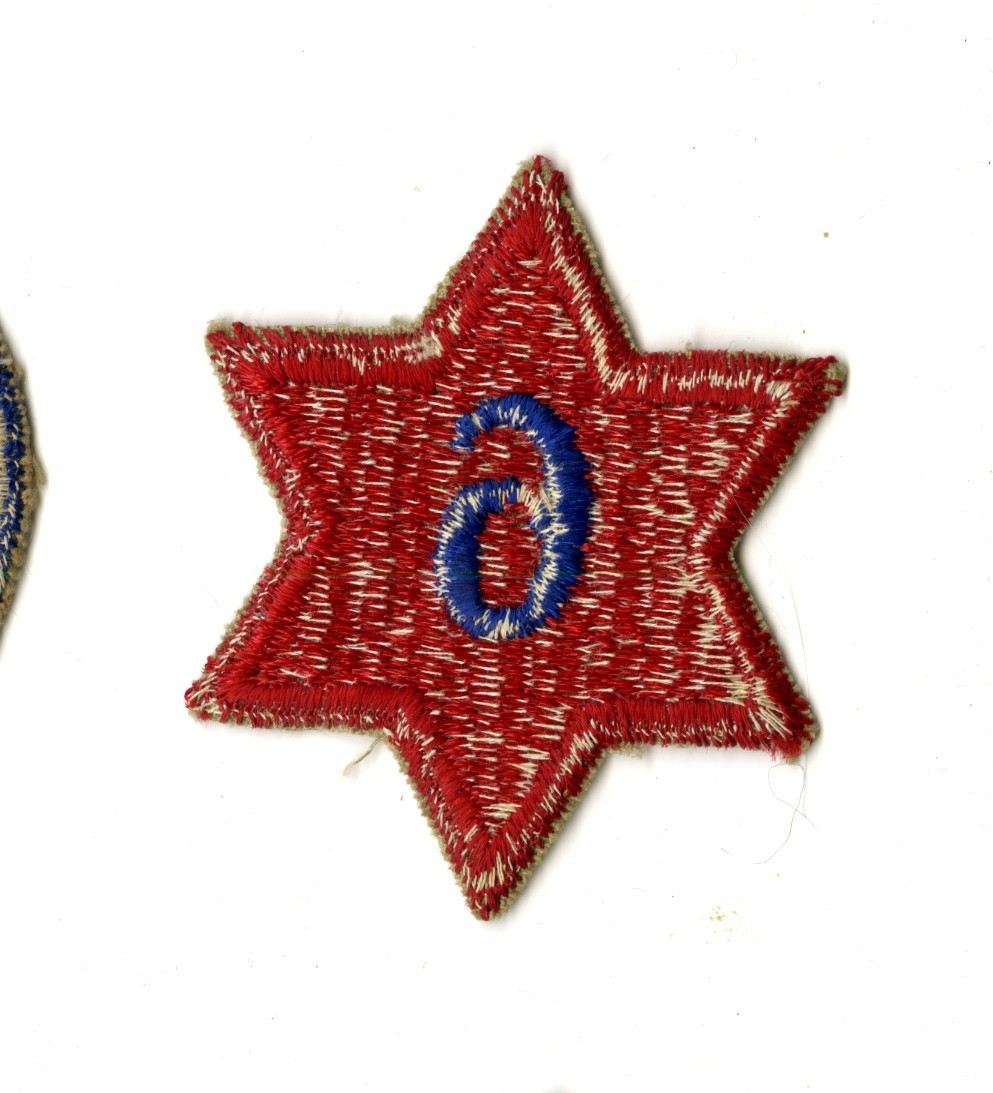 6th Infantry Division White Back Patch Blue Numeral in Center