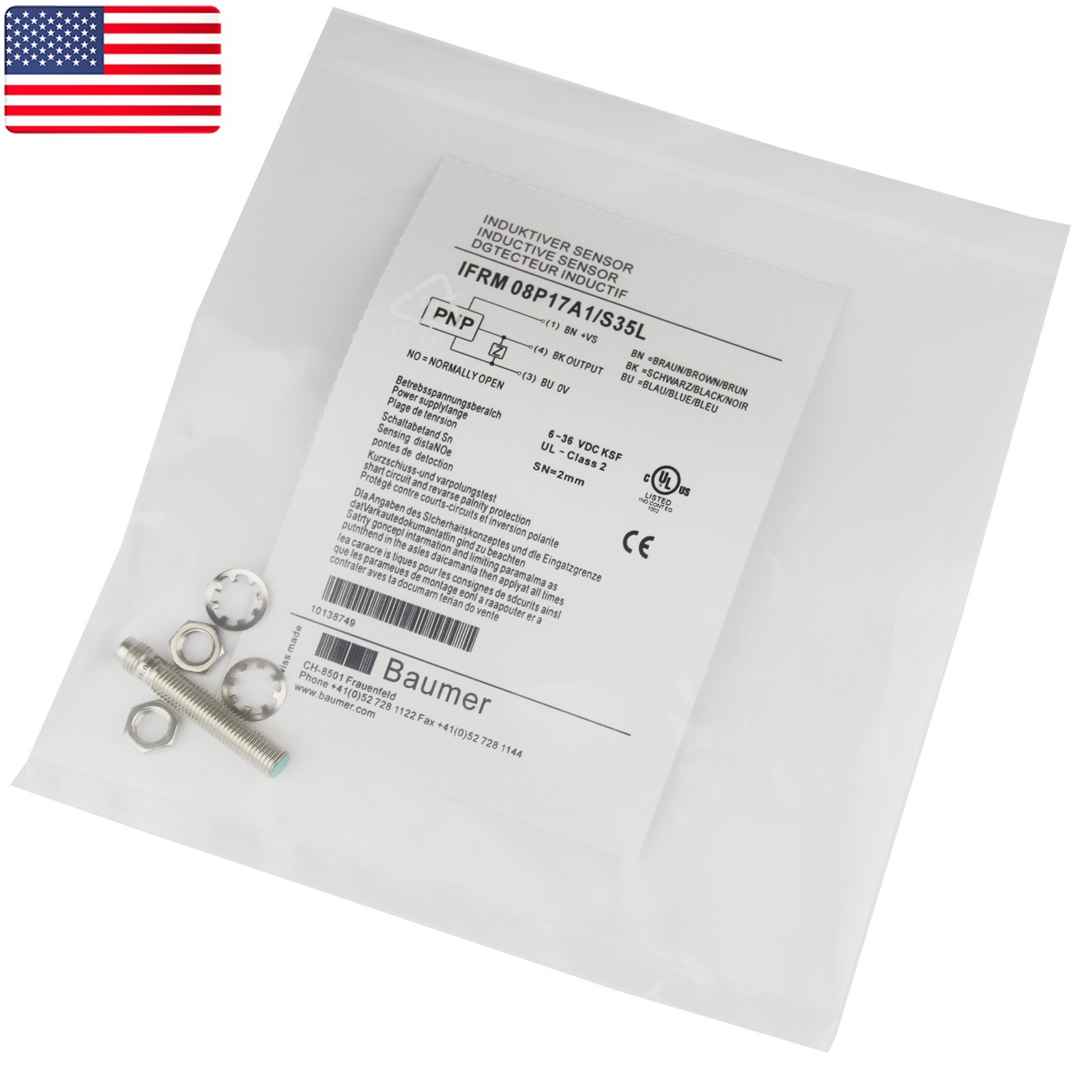 NEW Baumer IFRM 08P17A1/S35L Inductive Proximity Sensor IFRM08P17A1S35L US Stock