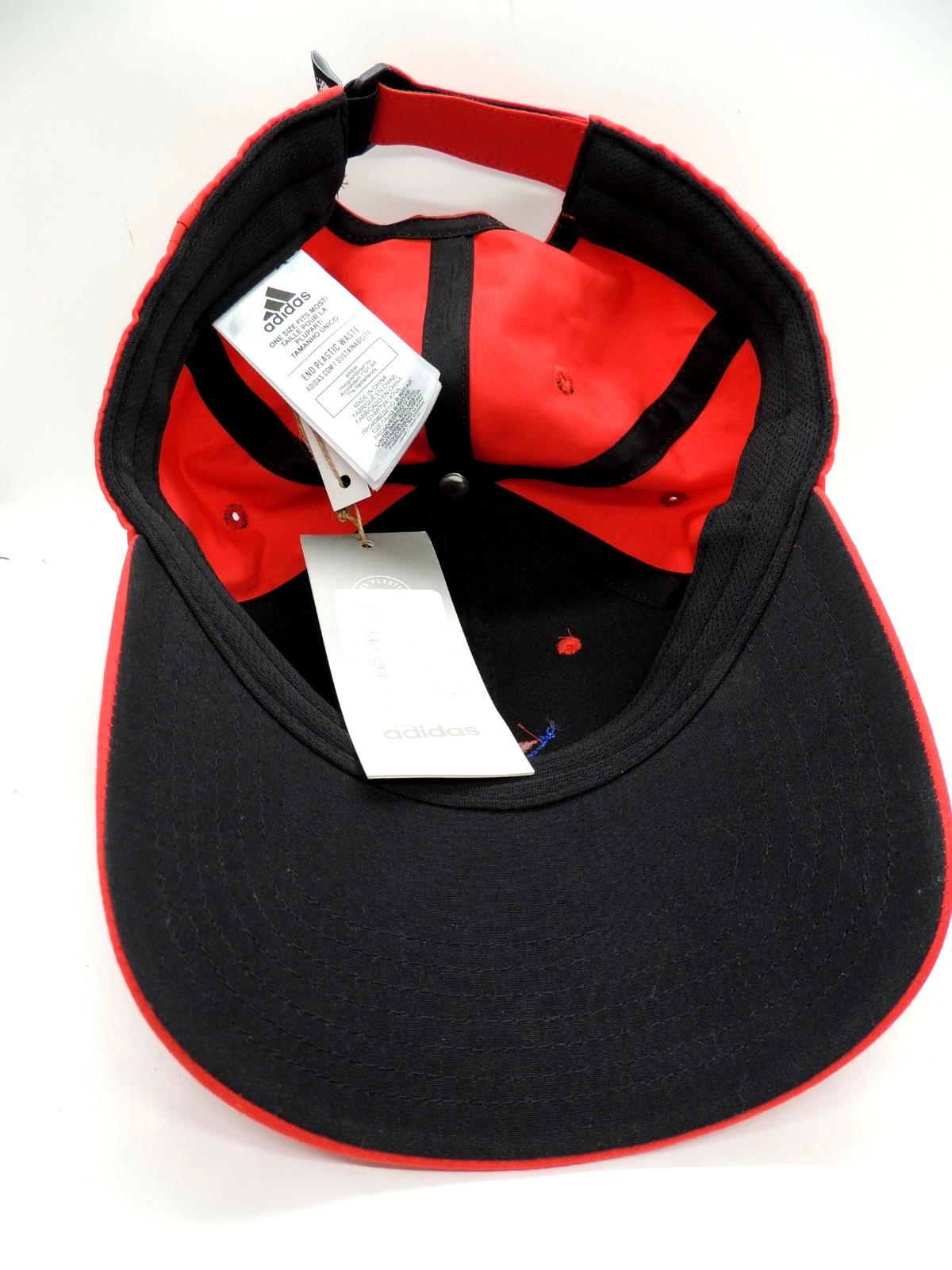 Men's Adidas Golf Hat Adjustable Performance Cap Red with Flag NEW