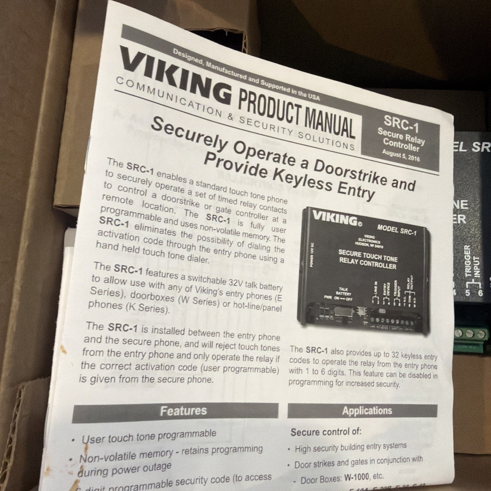 Viking SRC-1 Secure Touch Tone Relay Controller. New Open Box. Never Installed.