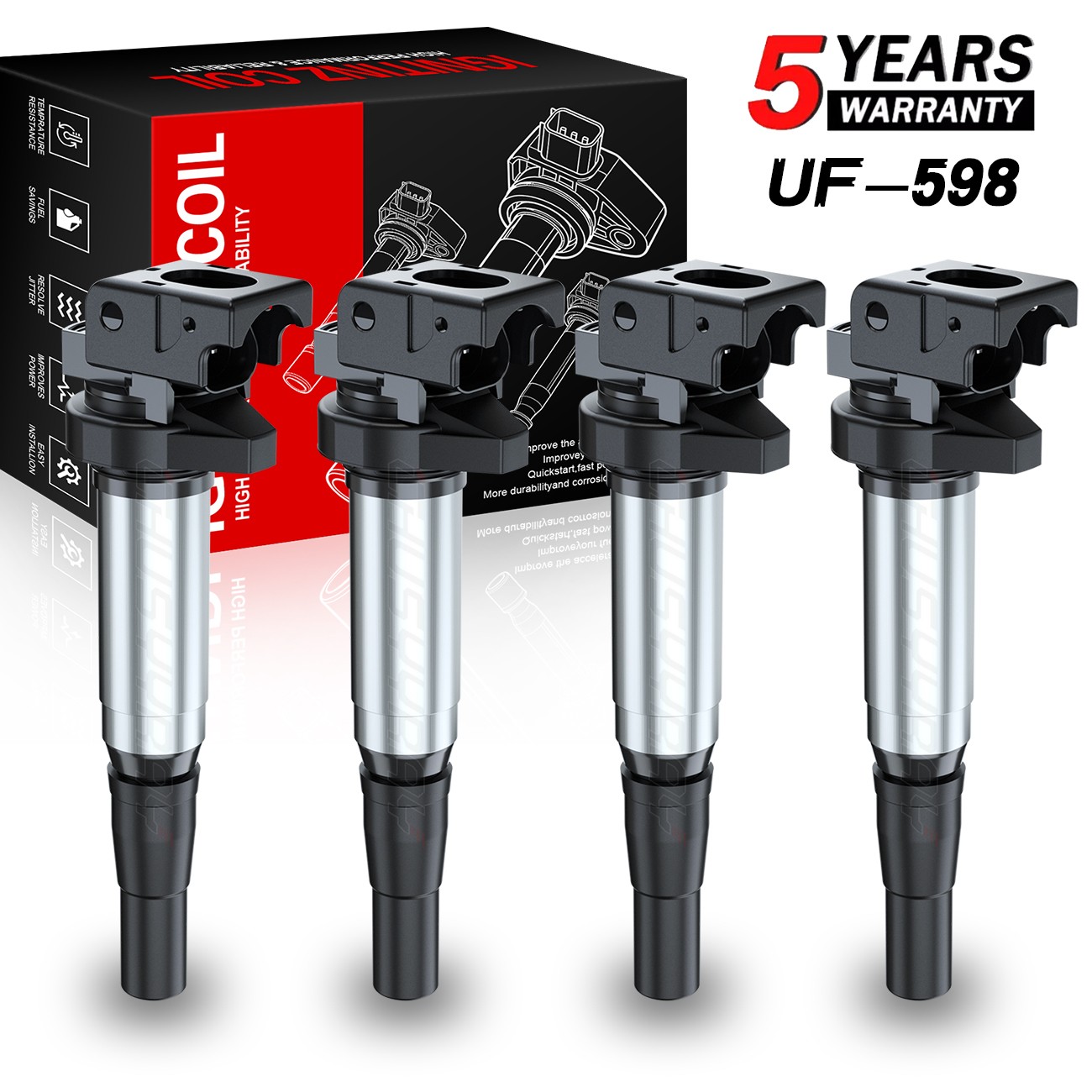 4PCS Ignition Coils For 2007 08 09 10 11 12 13 2014 2015 Mini Cooper 1.6L UF598