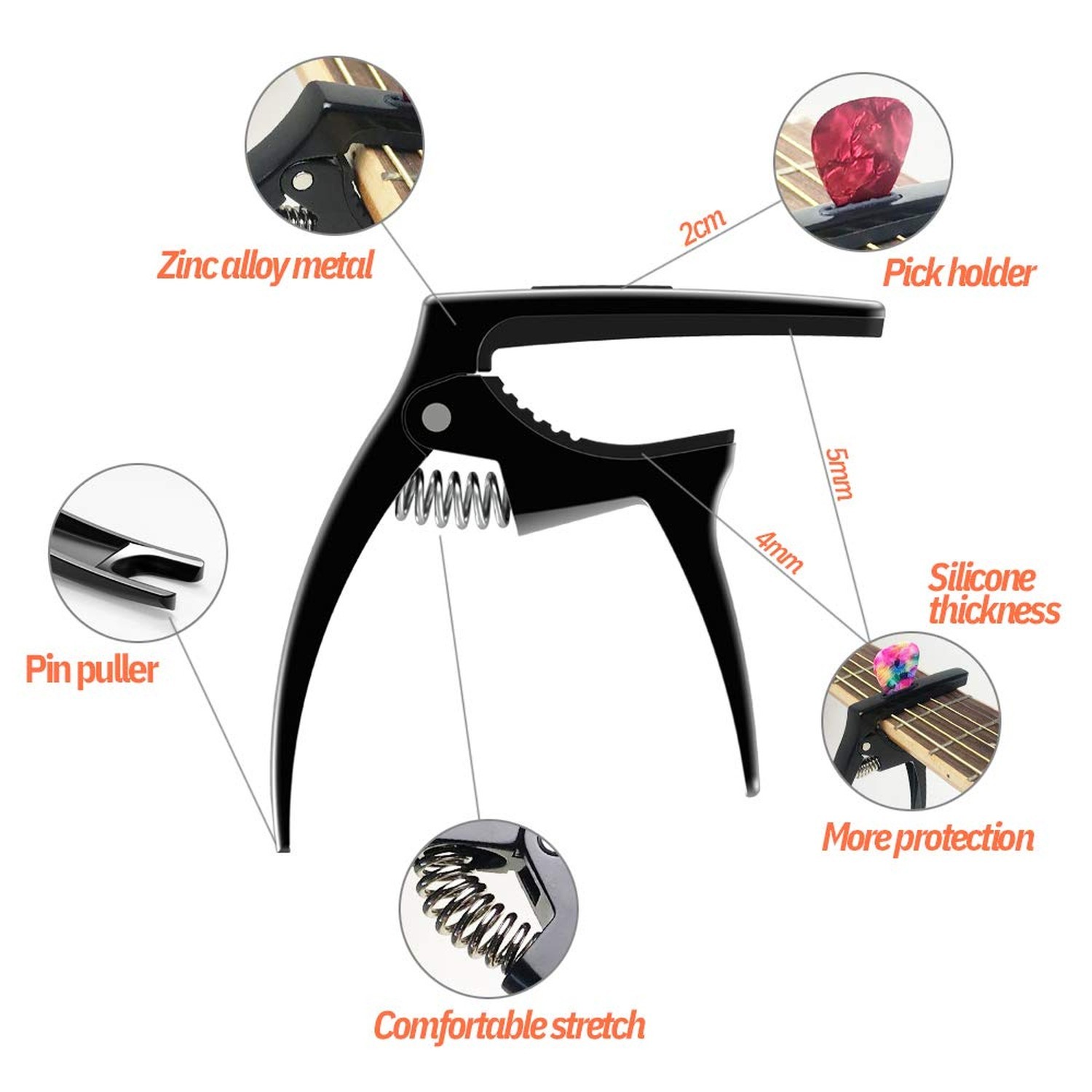 3in1 Guitar Capo for Acoustic and Electric Guitars,2 Pack(with Pick Holder an...