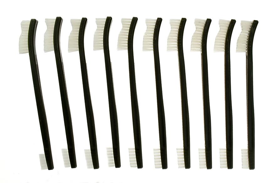 New 10pc 7" Double Ended Gun Cleaning Brush  Plastic Handle Set - Nylon Bristles
