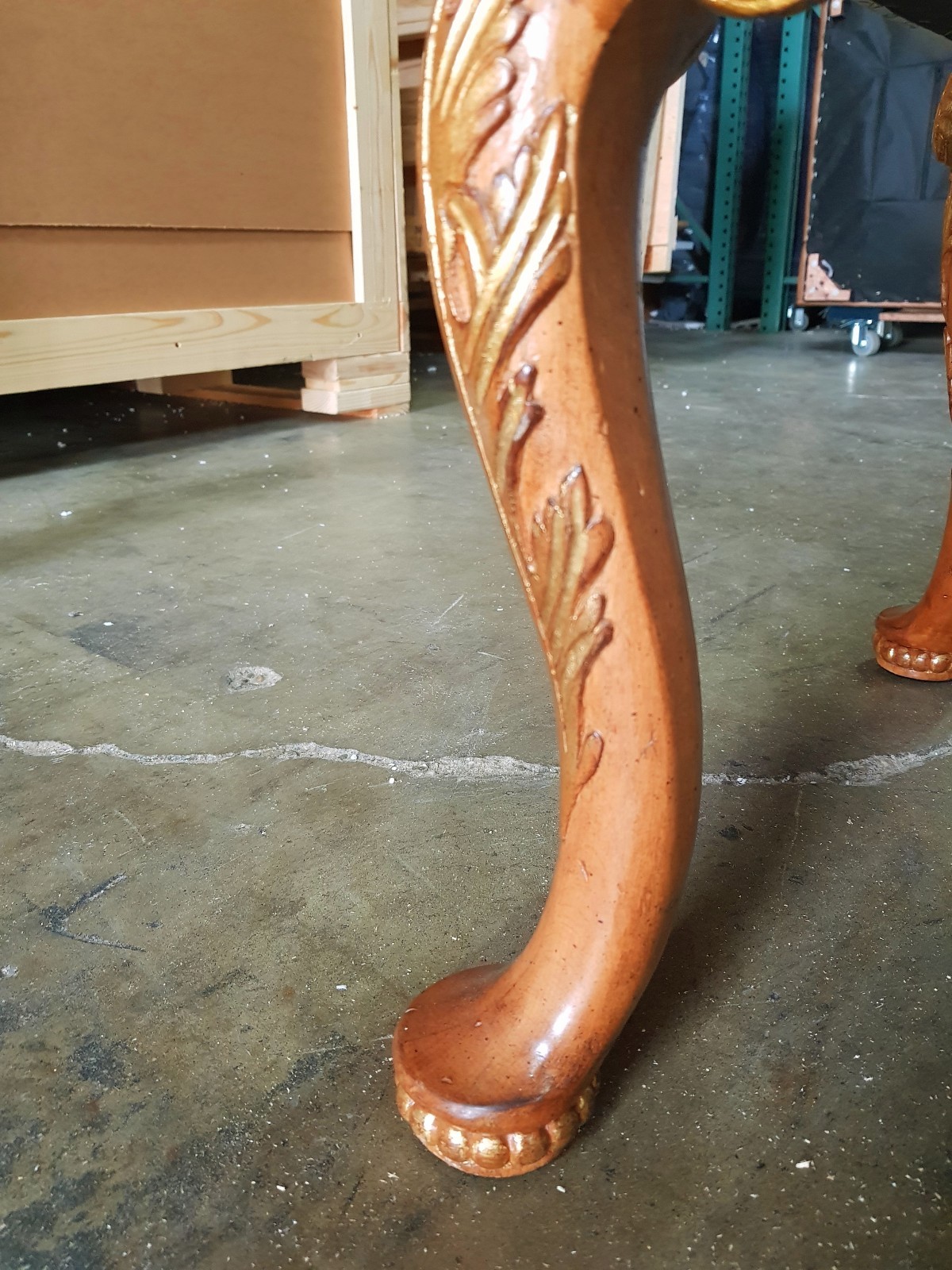 WOOD BENCH WITH RUBBED GOLD