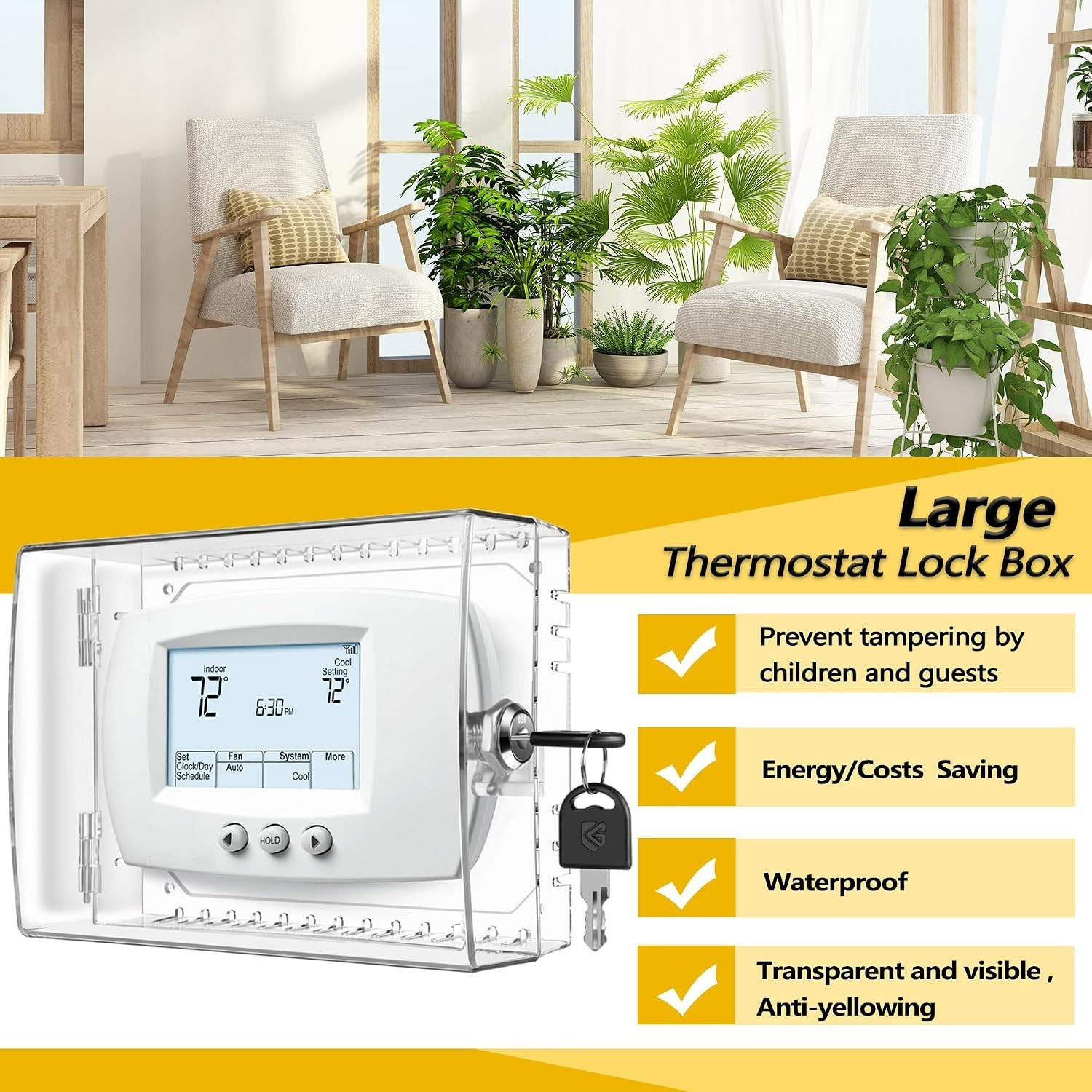 Durable Polycarbonate Thermostat Lock Box with Key - Ideal for Wall Mounting