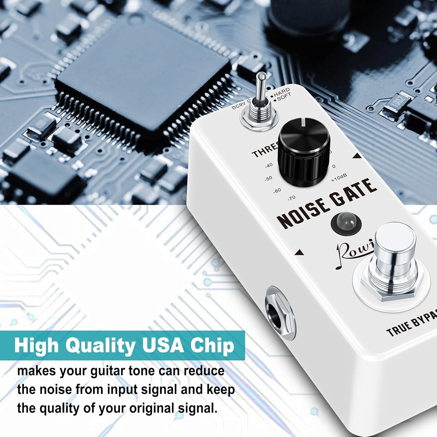 Rowin Guitar Noise Killer Gate Suppressor Effect Pedal Mini, White