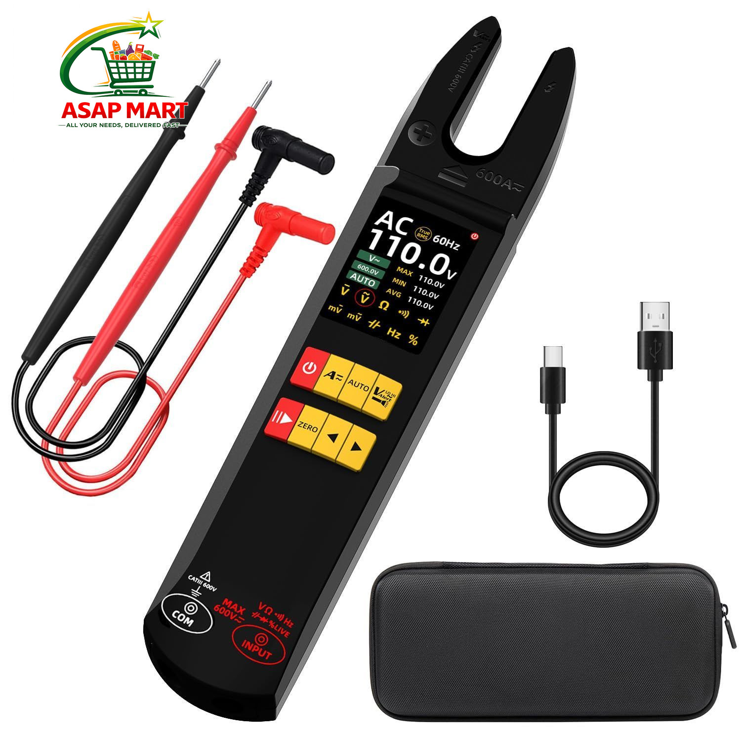 BSIDE DC AC Clamp Meter, Open-Jaw 600A with 8.75 X 1.72 X 1.18 Inches, U5