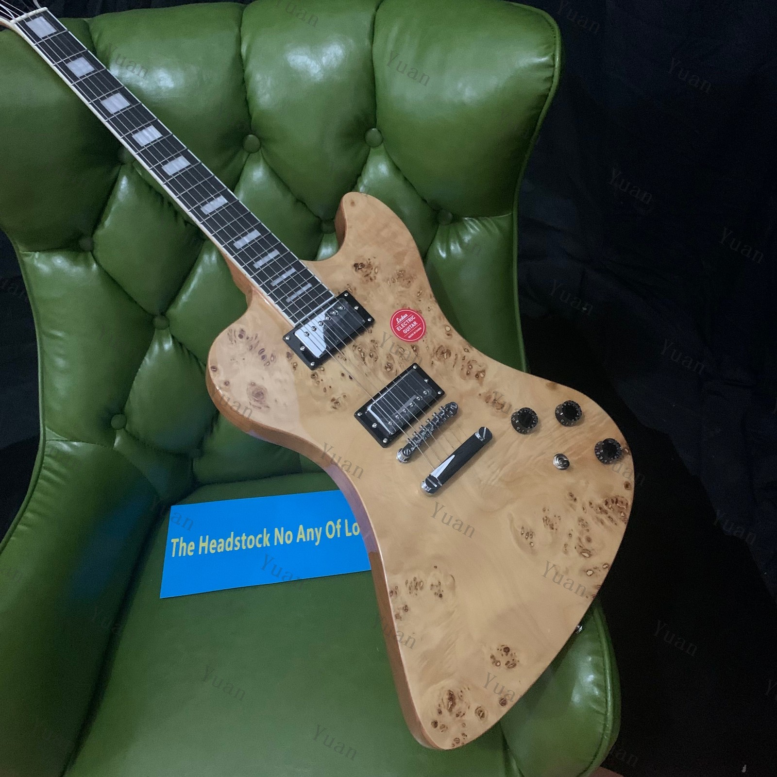 Solid Electric Guitar Stainless Steel Frets Burl Top Veneer Gold Hardware