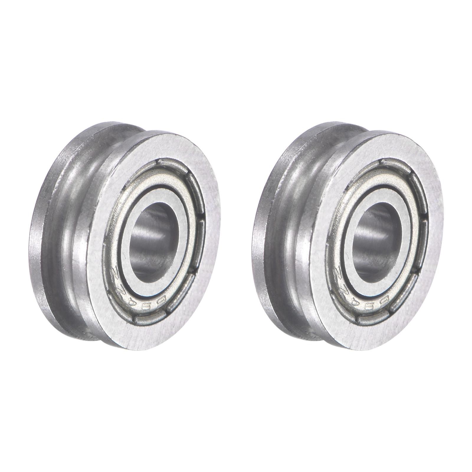 Sliding Door Roller U Groove 4mm Shaft Hole 12mm Diameter, Bearing Steel, 2pcs