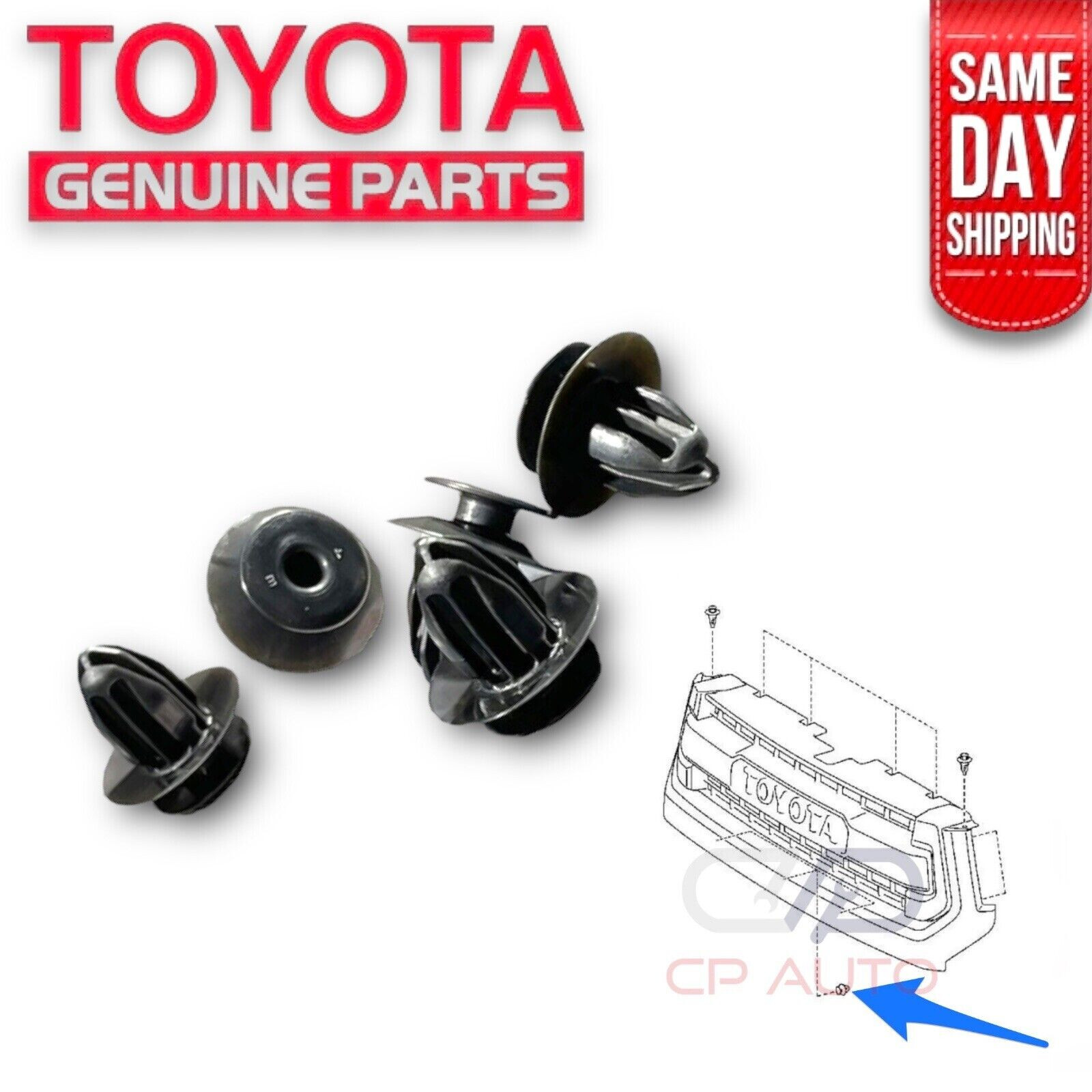 14 - 21 TOYOTA TUNDRA FRONT RADIATOR HOOD GRILLE CLIPS RETAINER CLIP SET OEM NEW
