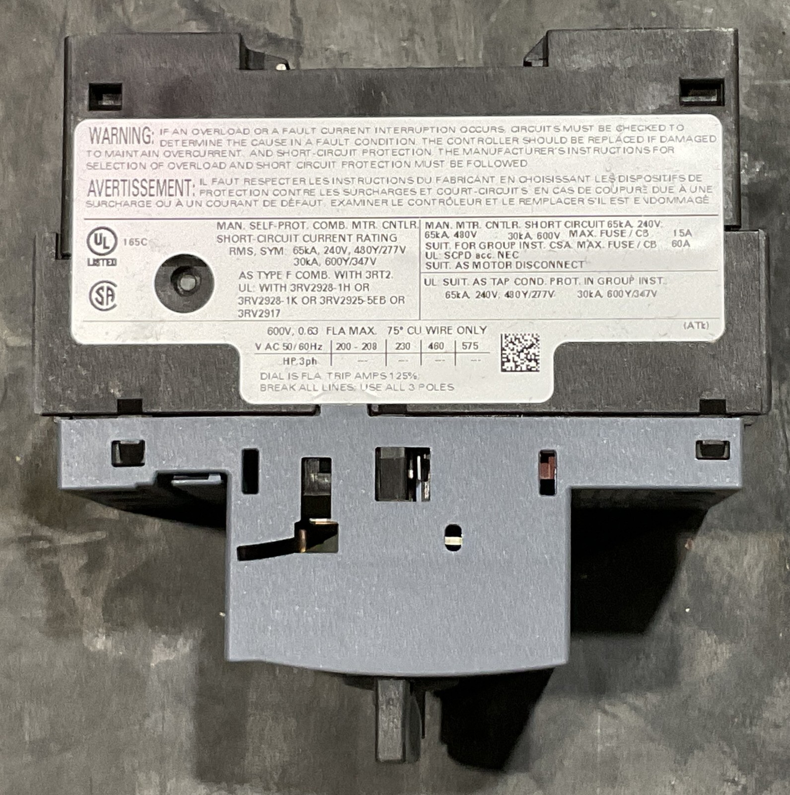 SIEMENS 3RV2021-0GA10 CIRCUIT BREAKER