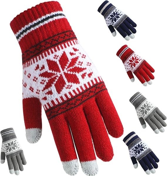 Tatuo 3-Pair Touchscreen Winter Gloves, Thermal Stretch Knit for Men & Women.
