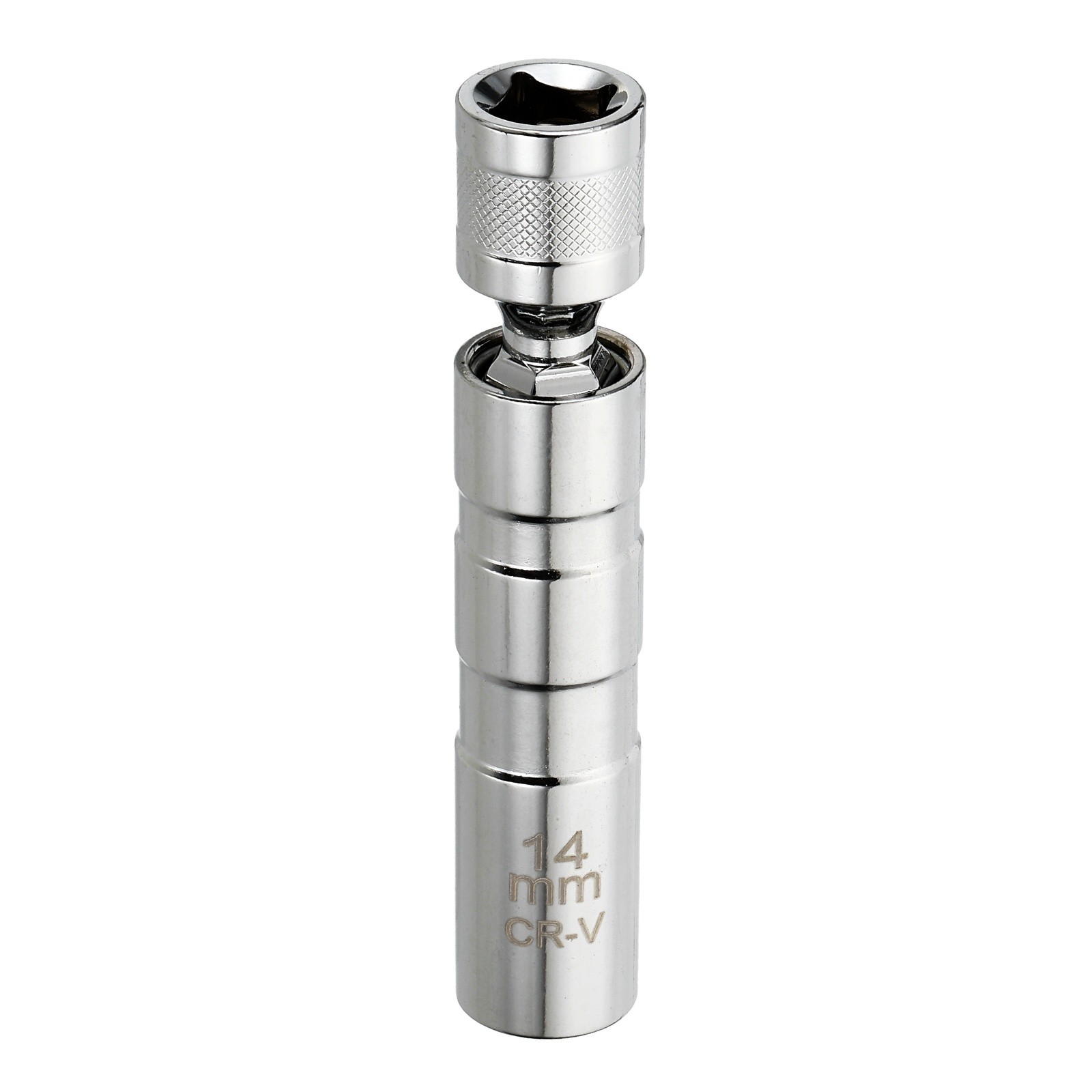 1Pcs, Spark Plug Socket 3/8" Drive 14mm Swivel Magnetic Thin Wall Bright Silver