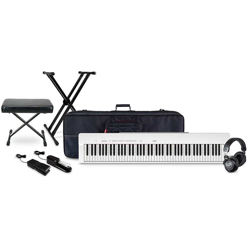 Yamaha P-225 88-Key Digital Piano with Warm Audio WA-CAB Headphone Package White