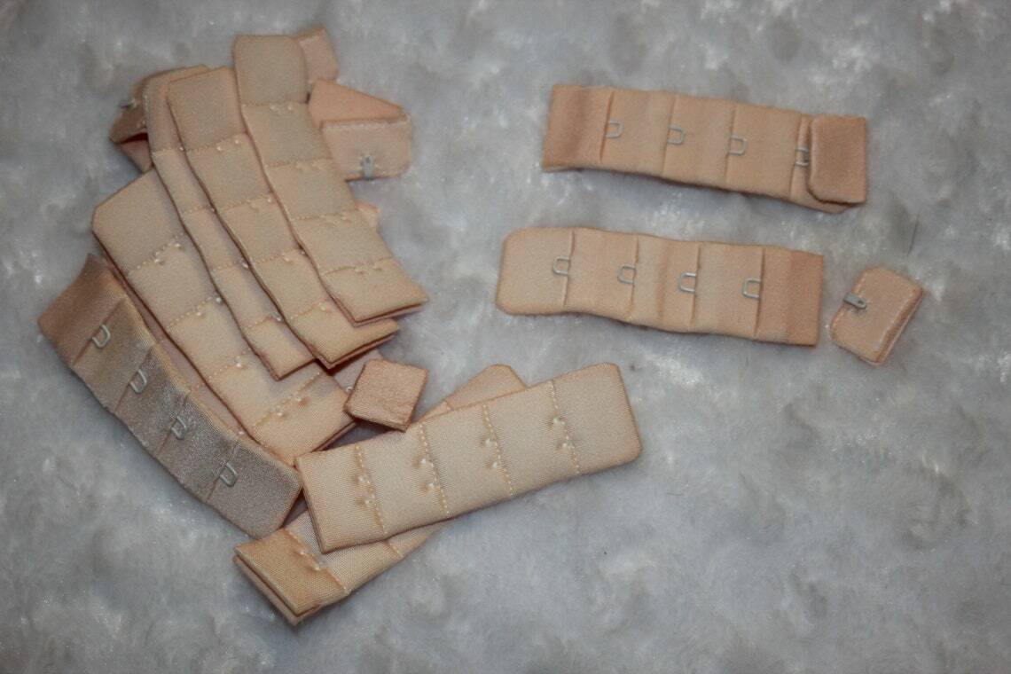 1 dozen (12) sets NUDE dyeable1 hook and eye bra back replacement 7/8" wide