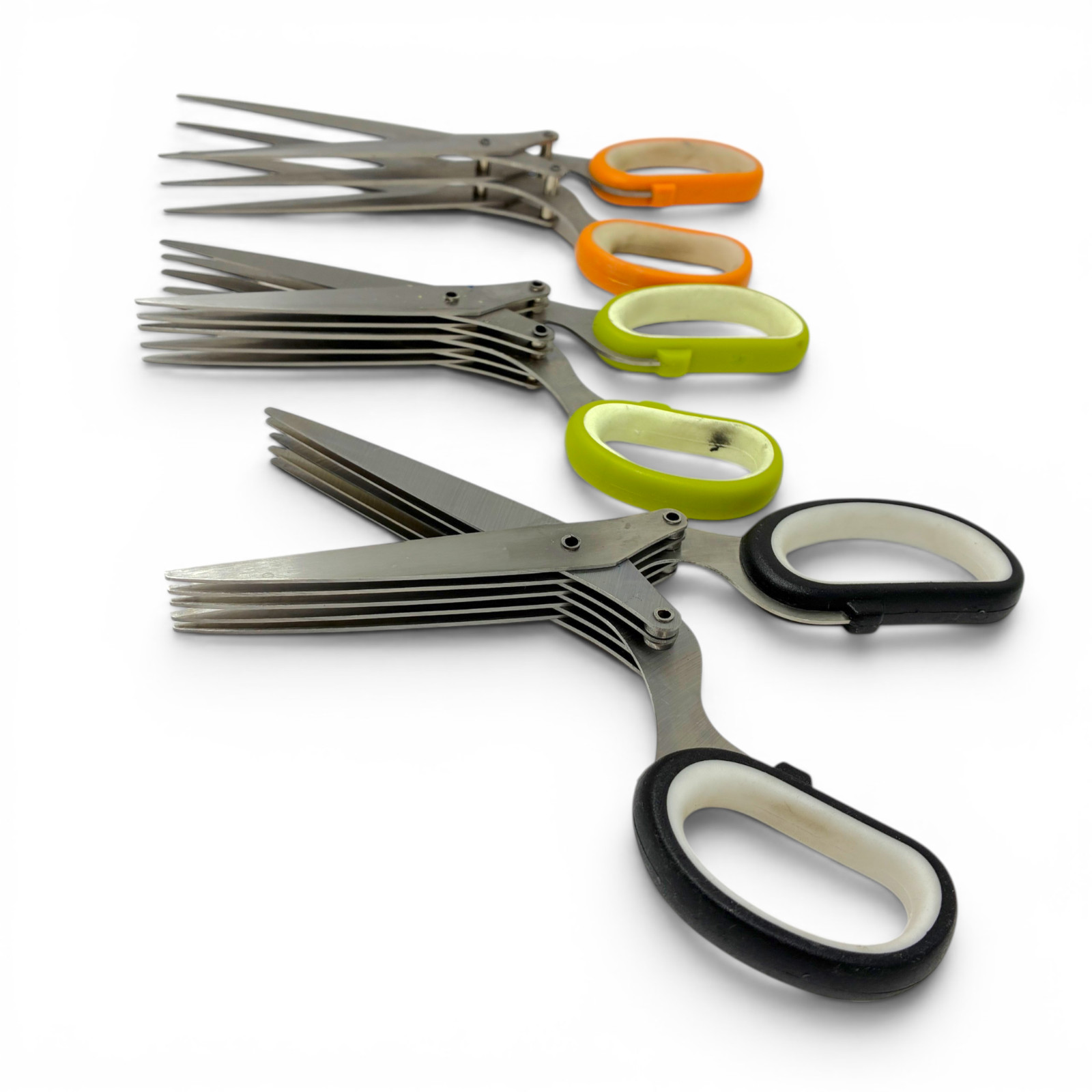Stainless Steel Blade Multi Layer Herb Kitchen Scissors Sheath Lot 3 Pcs