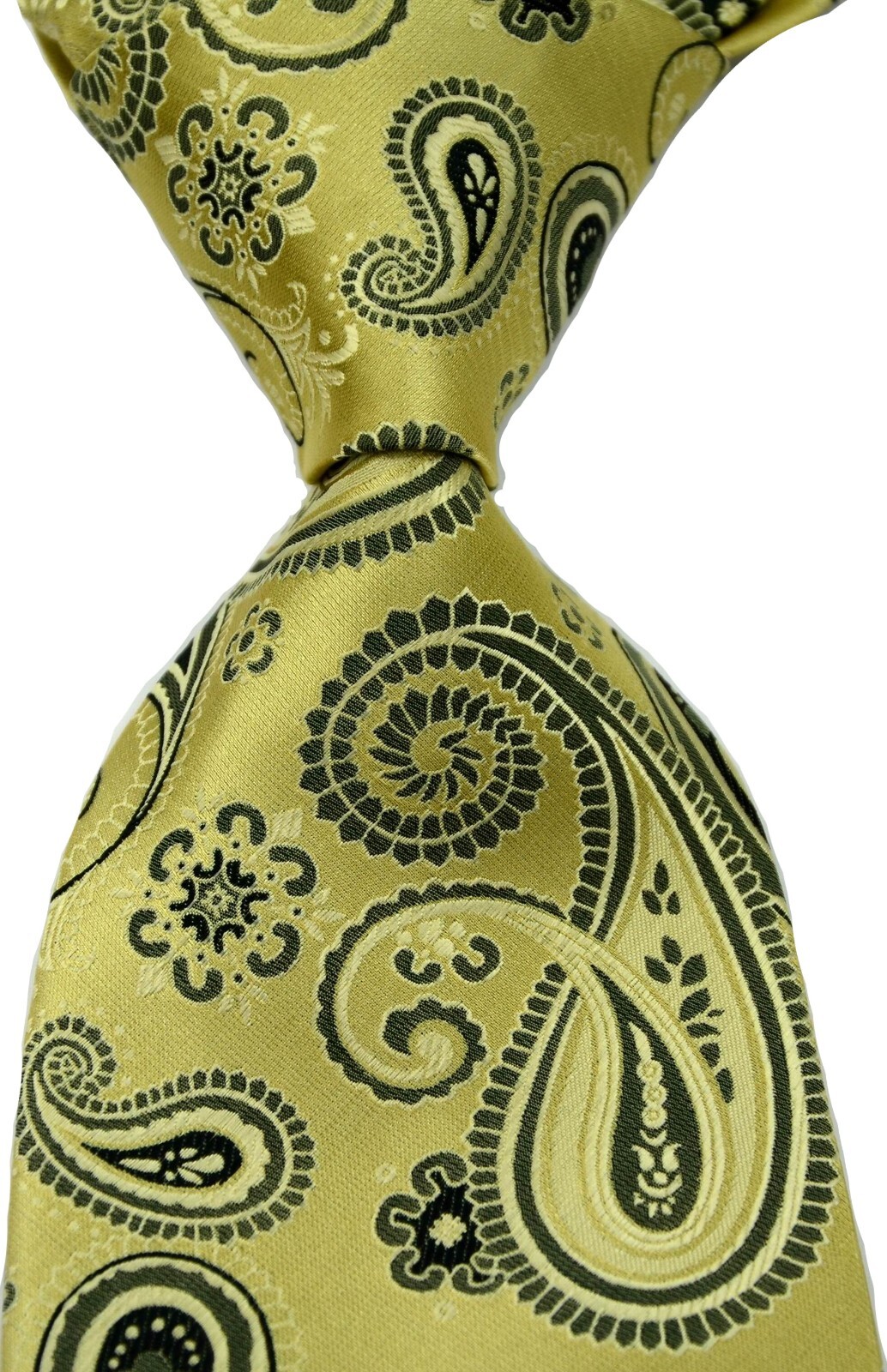 New Classic Paisley Yellow Black JACQUARD WOVEN 100% Silk Men's Tie Necktie