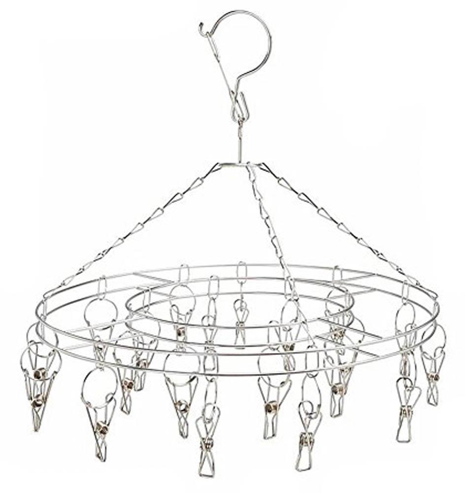 HANGING 12 IN ROUND DISPLAY RACK WITH 16 METAL CLIPS hang jewelry clothes dryer