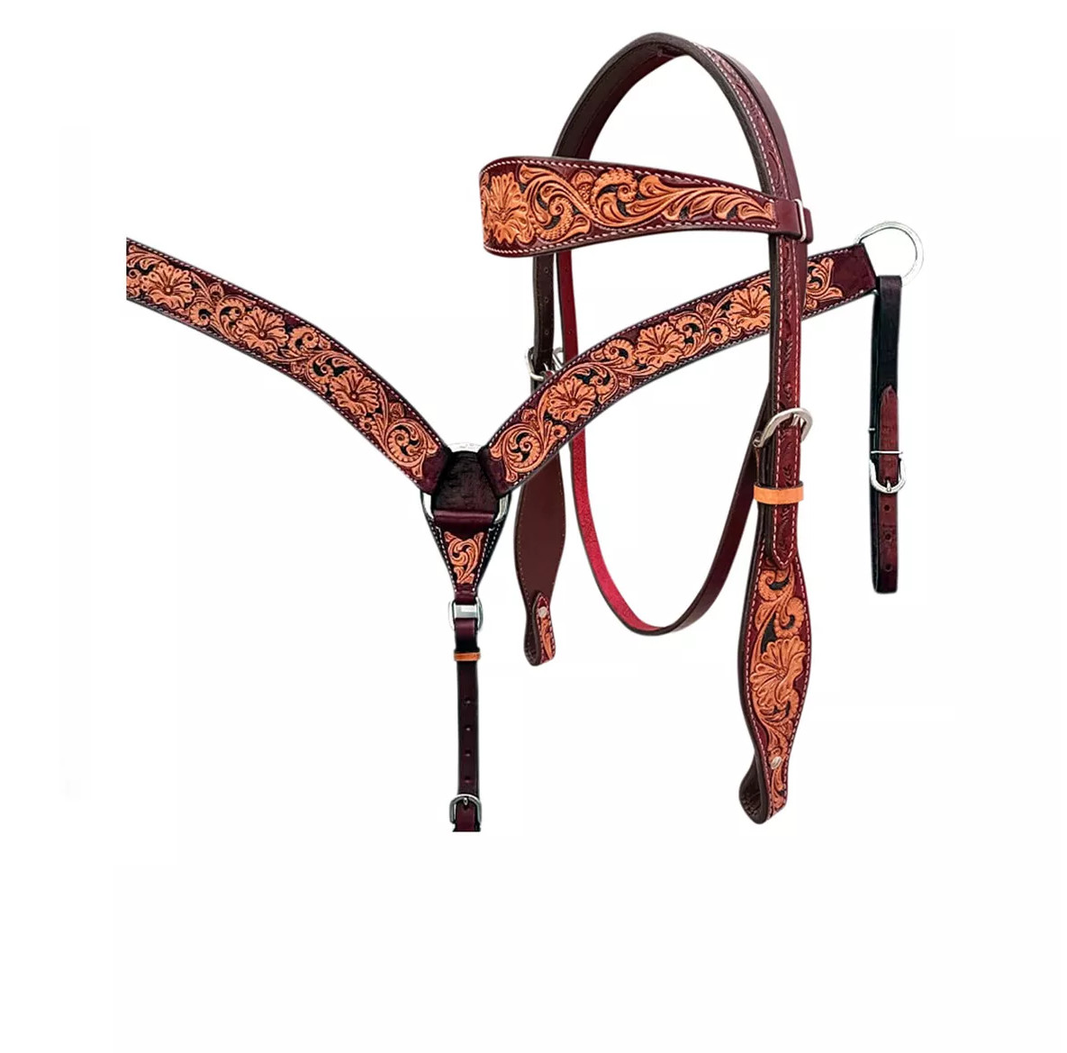 Western Horse Headstall & Breast Collar Tack Set American Leather At Cheap Price