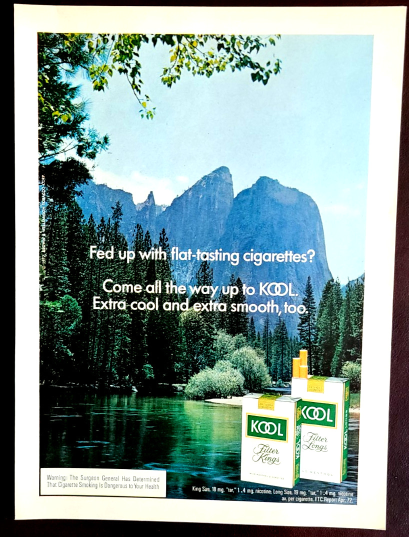 Kool Menthol Cigarettes Original 1972 Vintage Print Ad Yosemite