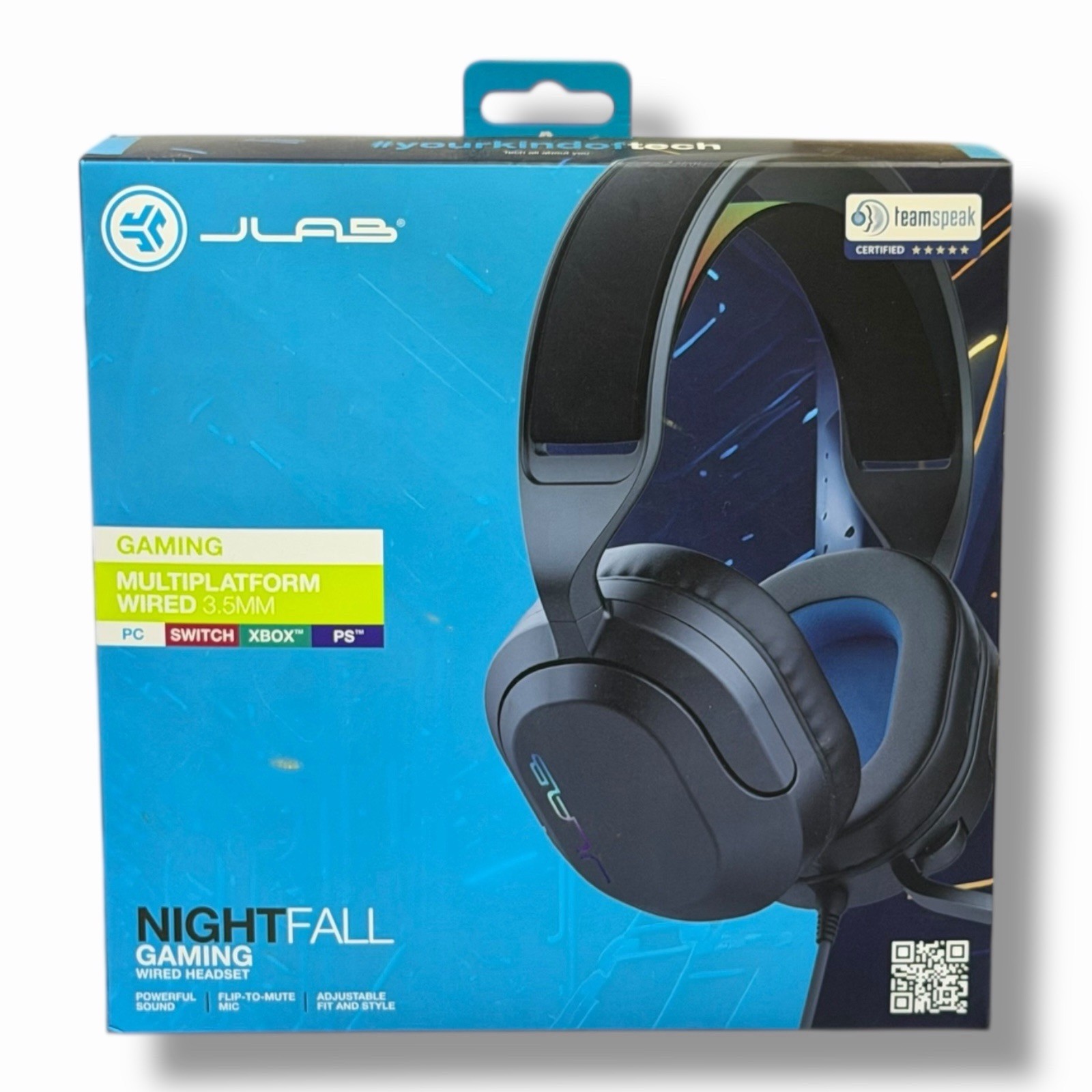JLab Nightfall Wireless Gaming Headset Over Ear, Boom Mic, PS5, PS4, Switch, PC