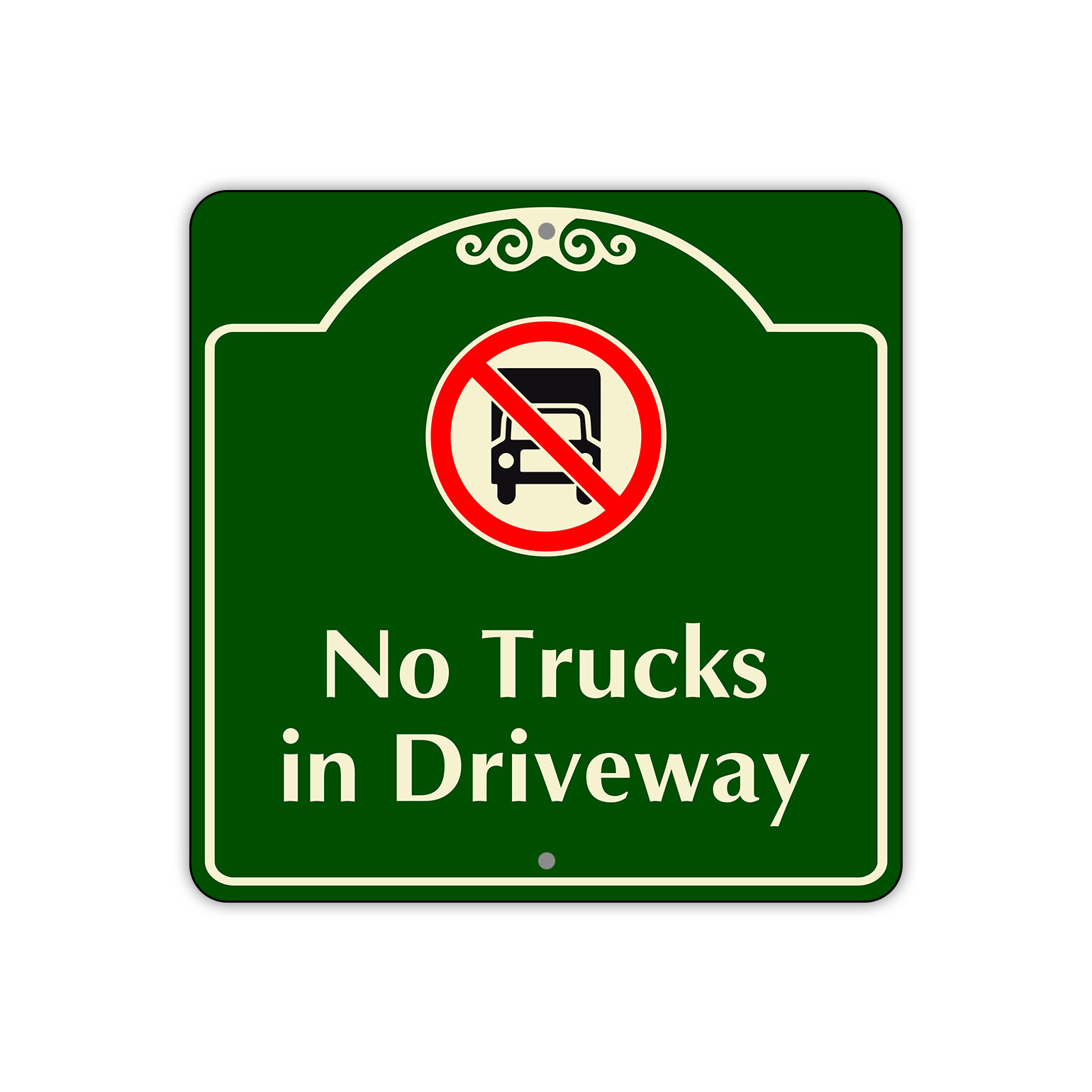 Driveway Sign No Trucks In Driveway Private Drive Aluminum Metal Sign 12"x12"