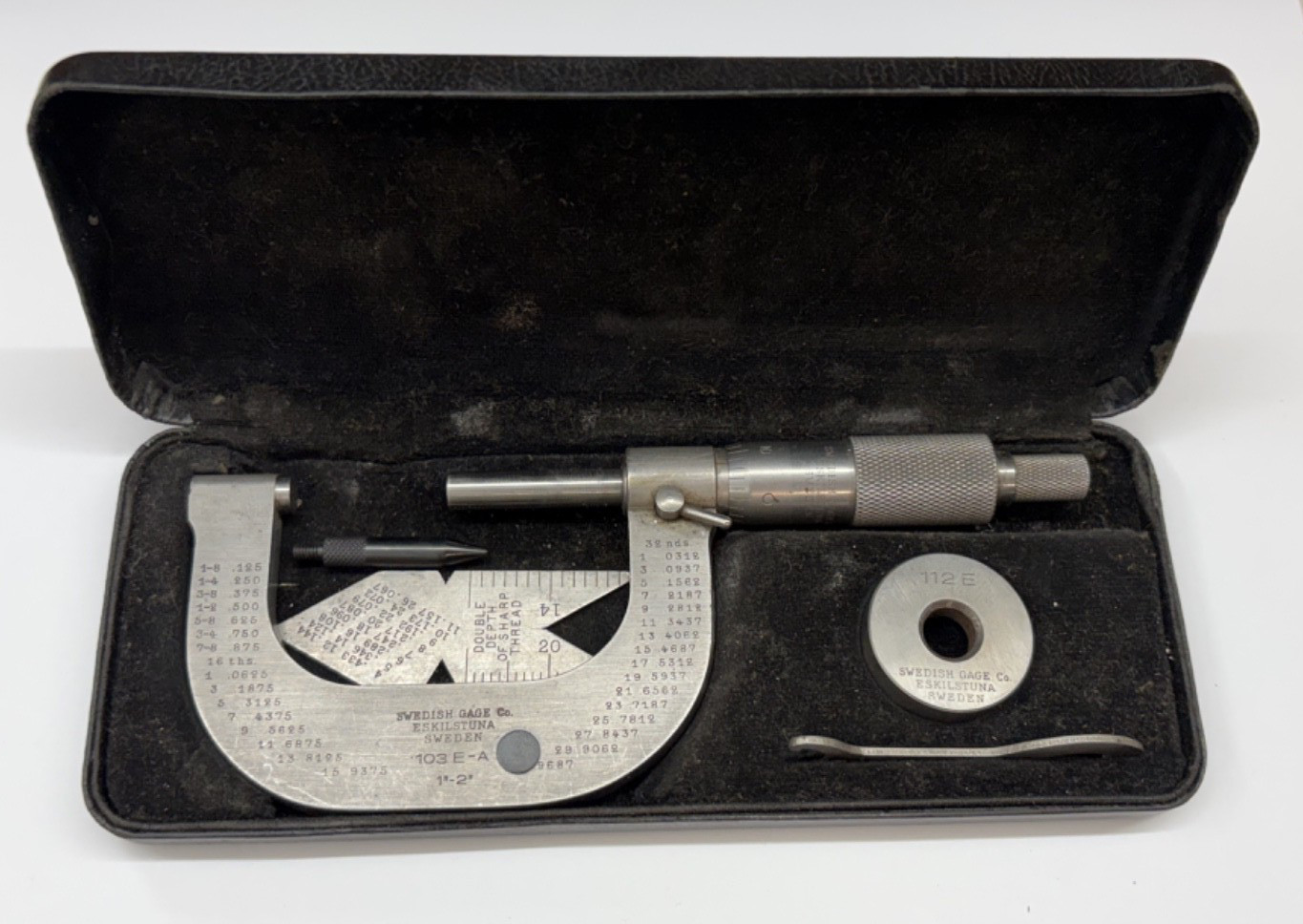 Vintage Swedish Gage Co. 1-2" outside micrometer 103E-A original case
